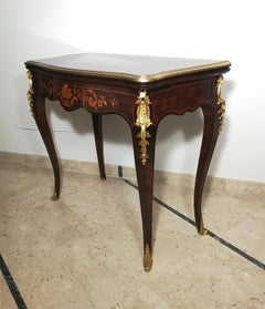 19th Century Luigi XV Rosewood Inlaid Gaming Table