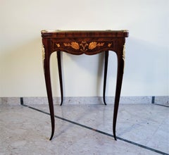19th Century Luigi XV Rosewood Inlaid Gaming Table