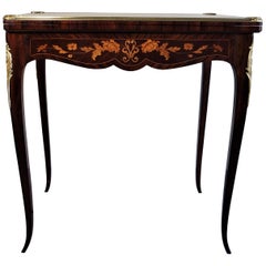 19th Century Luigi XV Rosewood Inlaid Gaming Table