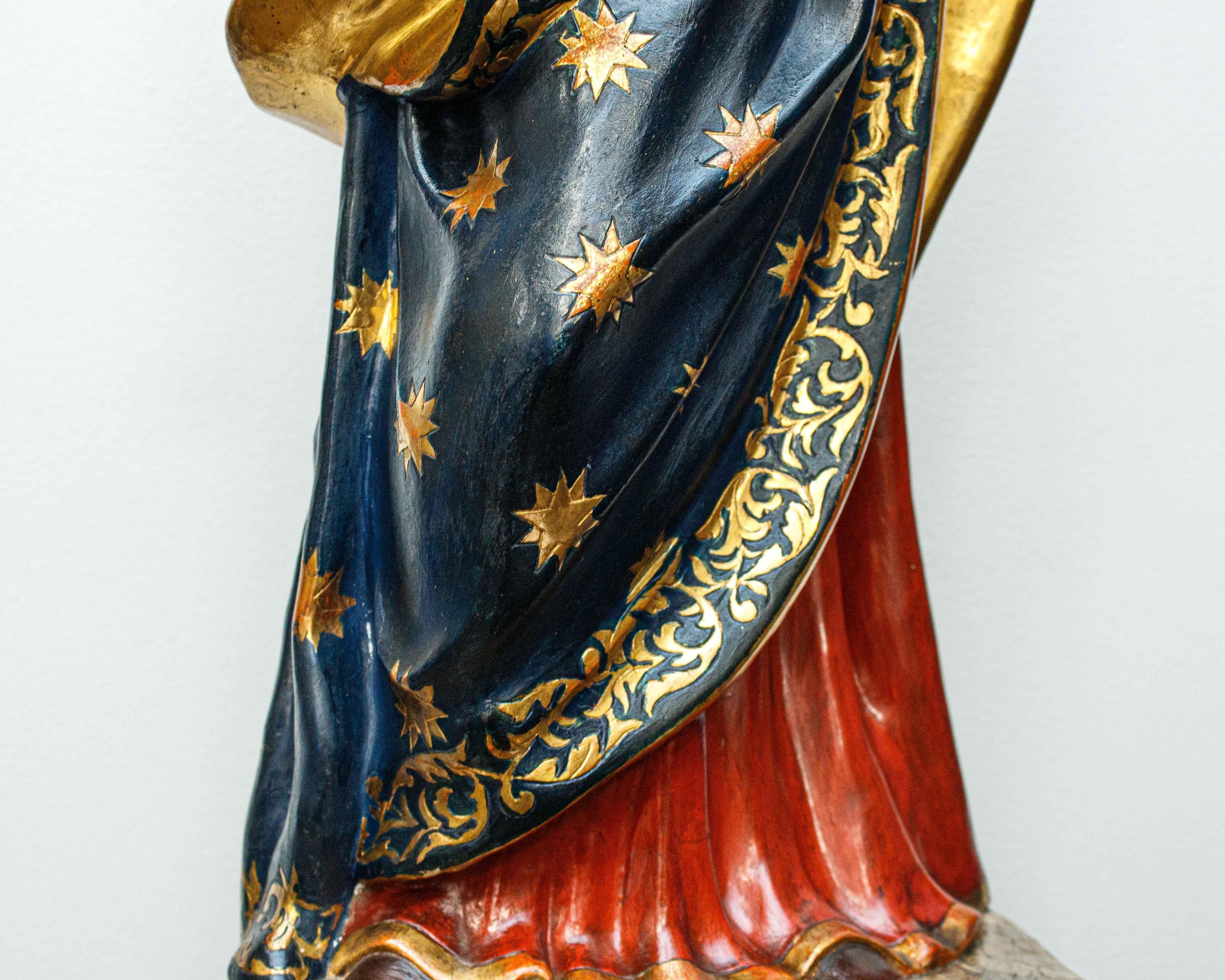 Paper 19th Century Madonna and Child with Souls in Purgatory Papier-Mache Sculpture For Sale