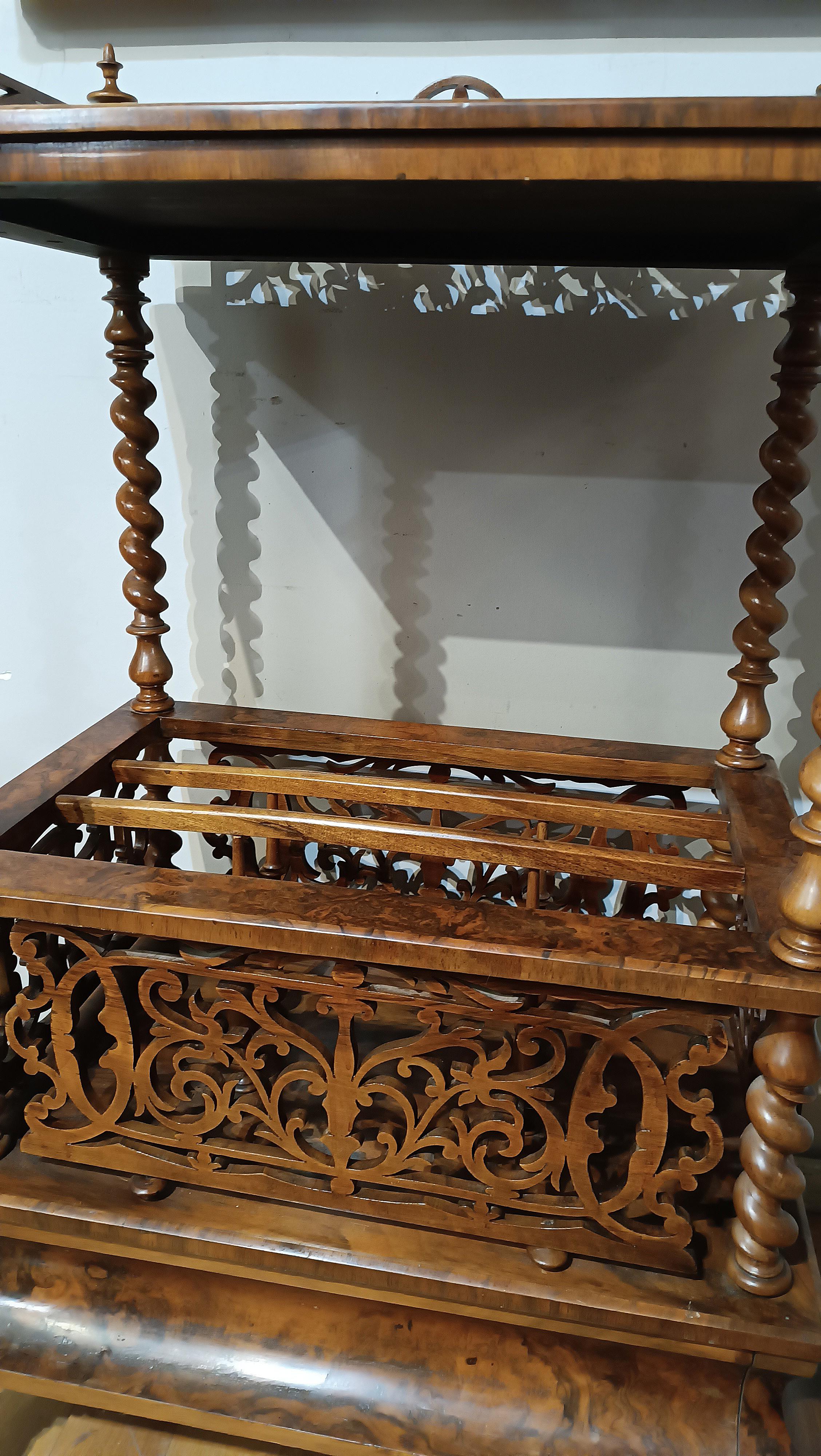 19th CENTURY MAGAZINE RACK IN BRIAR AND SOLID WALNUT For Sale 3