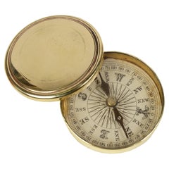 19th Century Magnetic Brass Travel Pocket Compass Used Scientific Instrument