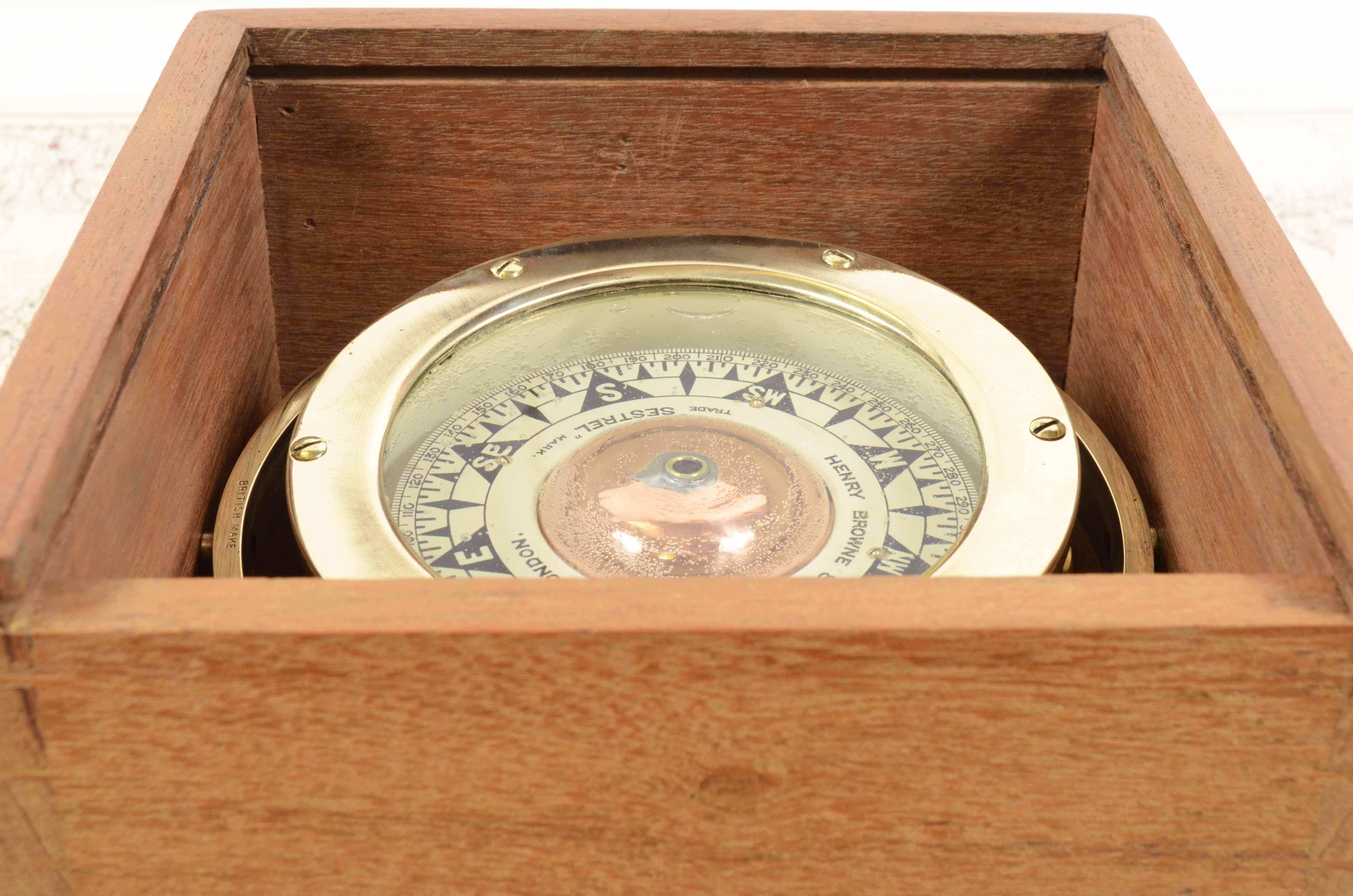 19th Century Magnetic Nautical Compass Original Box Antique Marine Nautical Tool 6