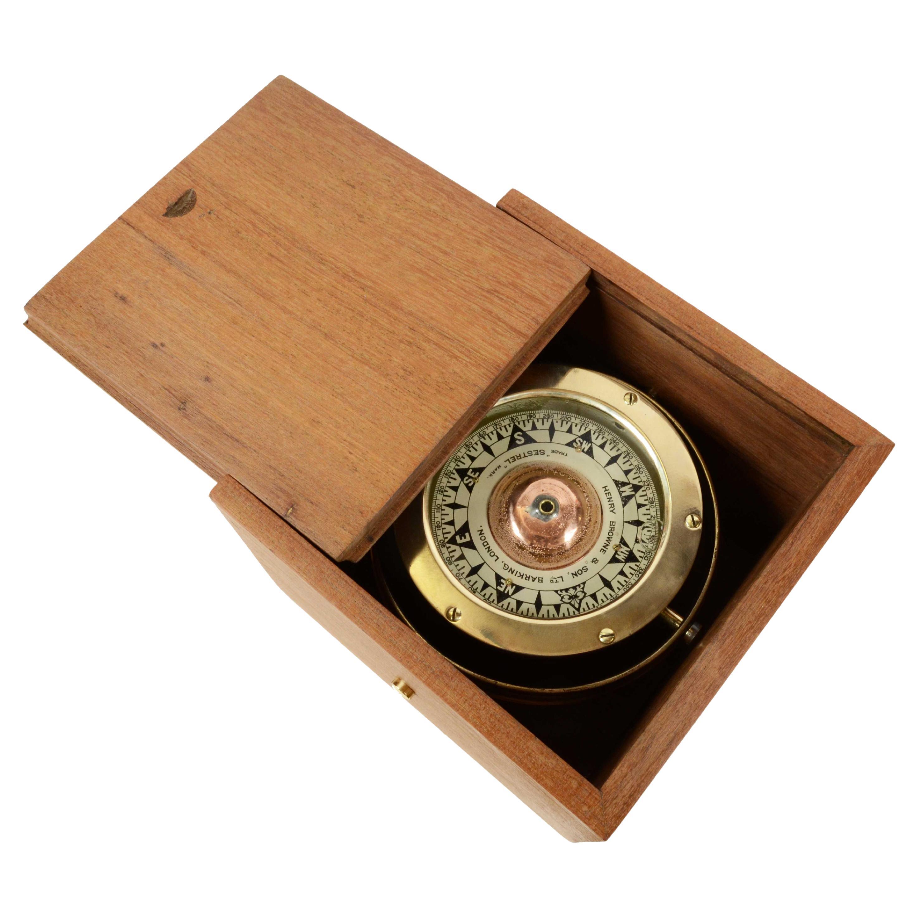 19th Century Magnetic Nautical Compass Original Box Antique Marine Nautical Tool
