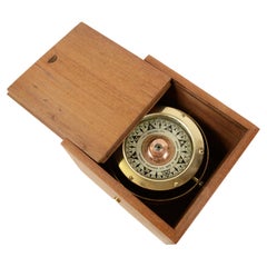 19th Century Magnetic Nautical Compass Original Box Antique Marine Nautical Tool