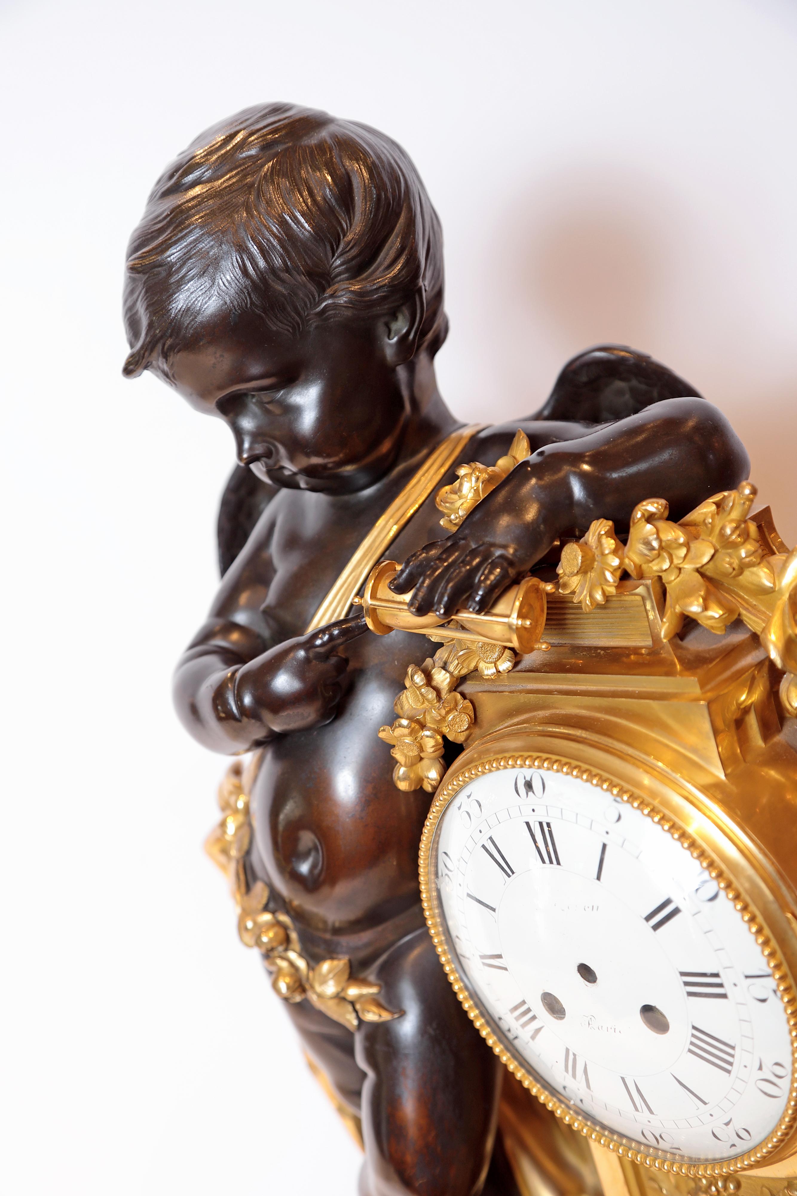 19th Century Magnificent French Gilt Bronze Cherub Mantle Clock 5