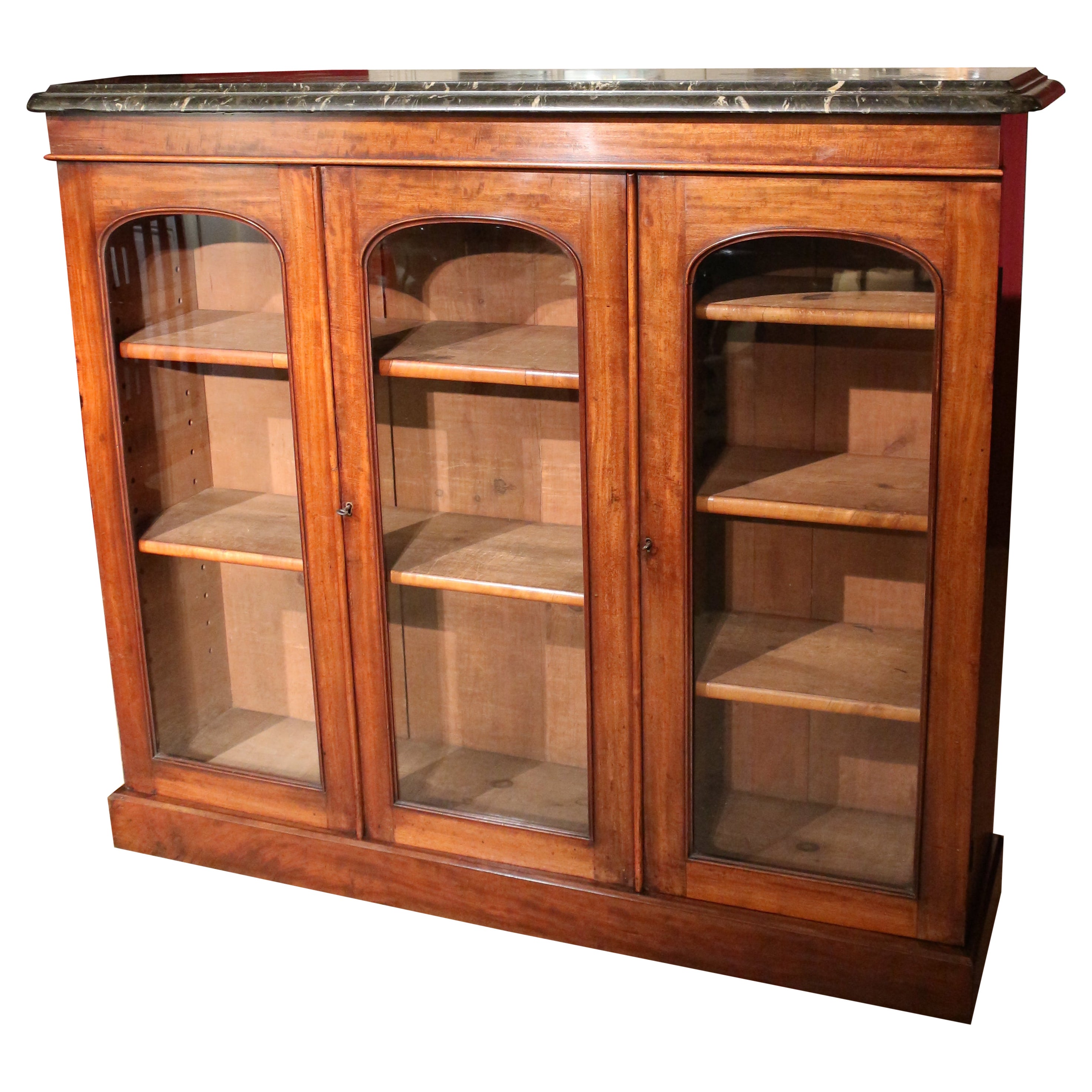 19th Century Mahogany 3 Door Bookcase