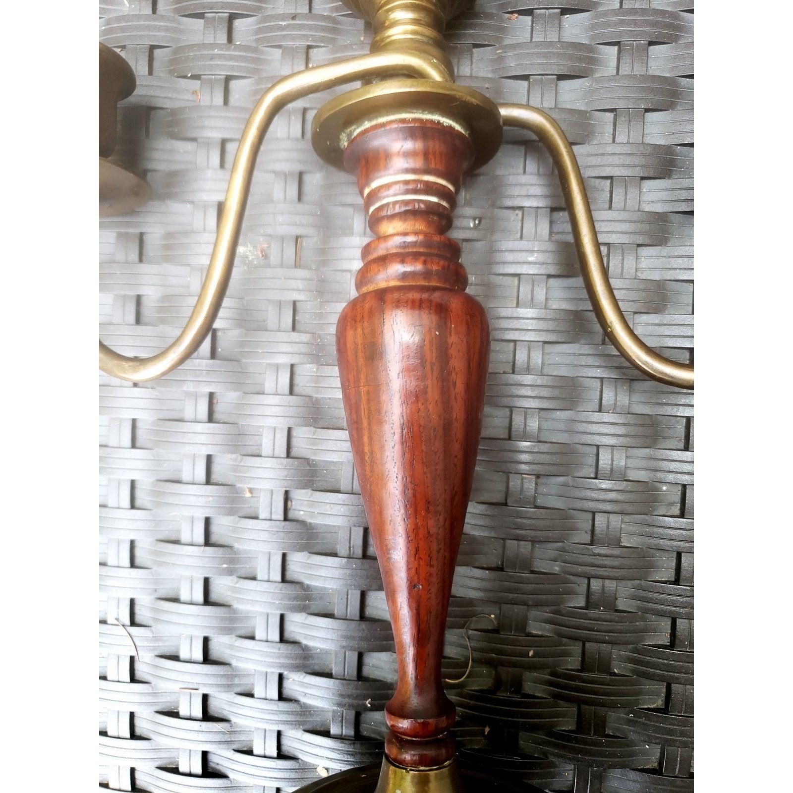 19th Century Mahogany and Brass Candelabras, a Pair For Sale 6