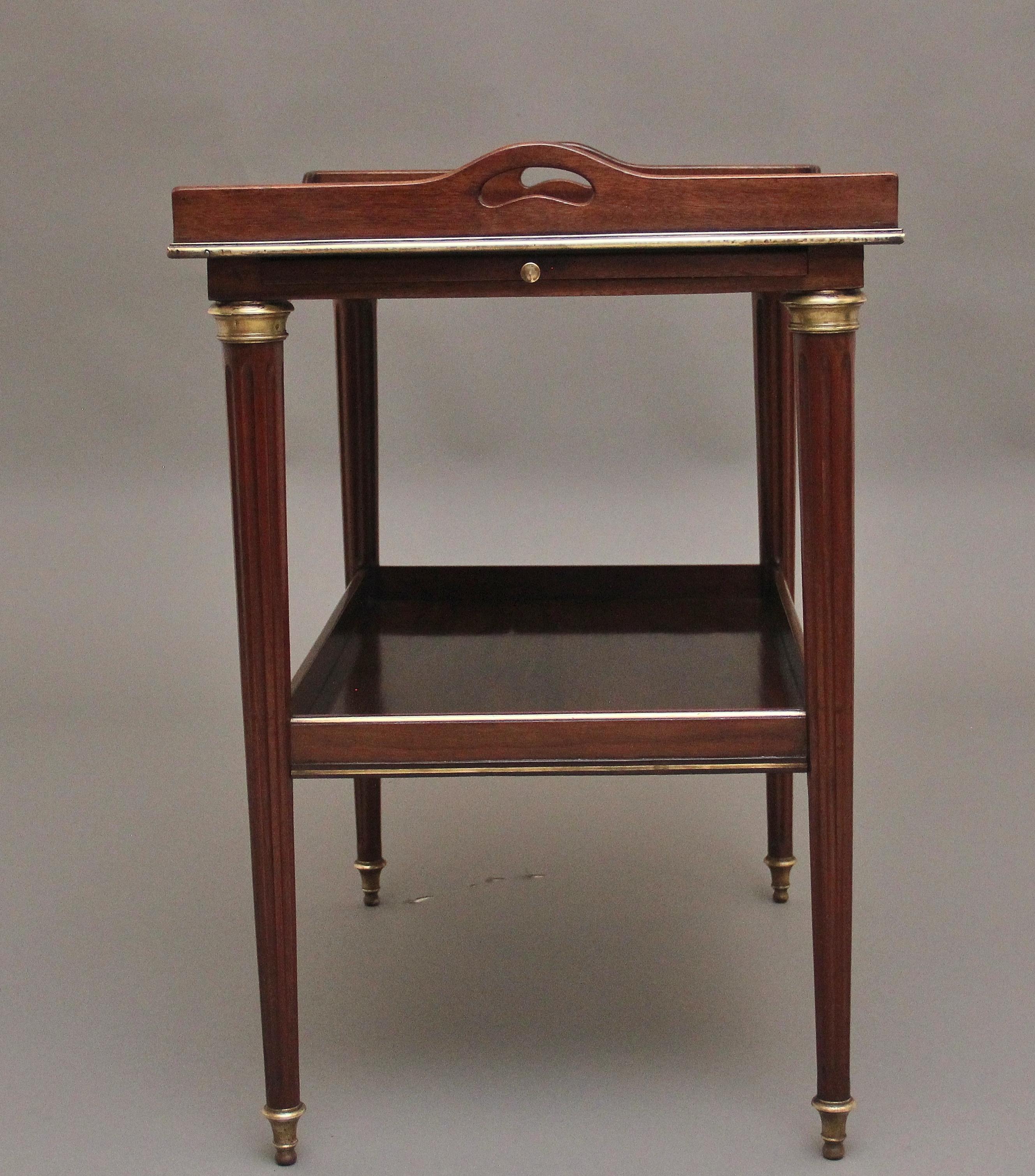 Mahogany 19th Century mahogany and brass inlaid occasional table