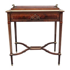 19th Century Mahogany and Brass Inlaid Tray Table