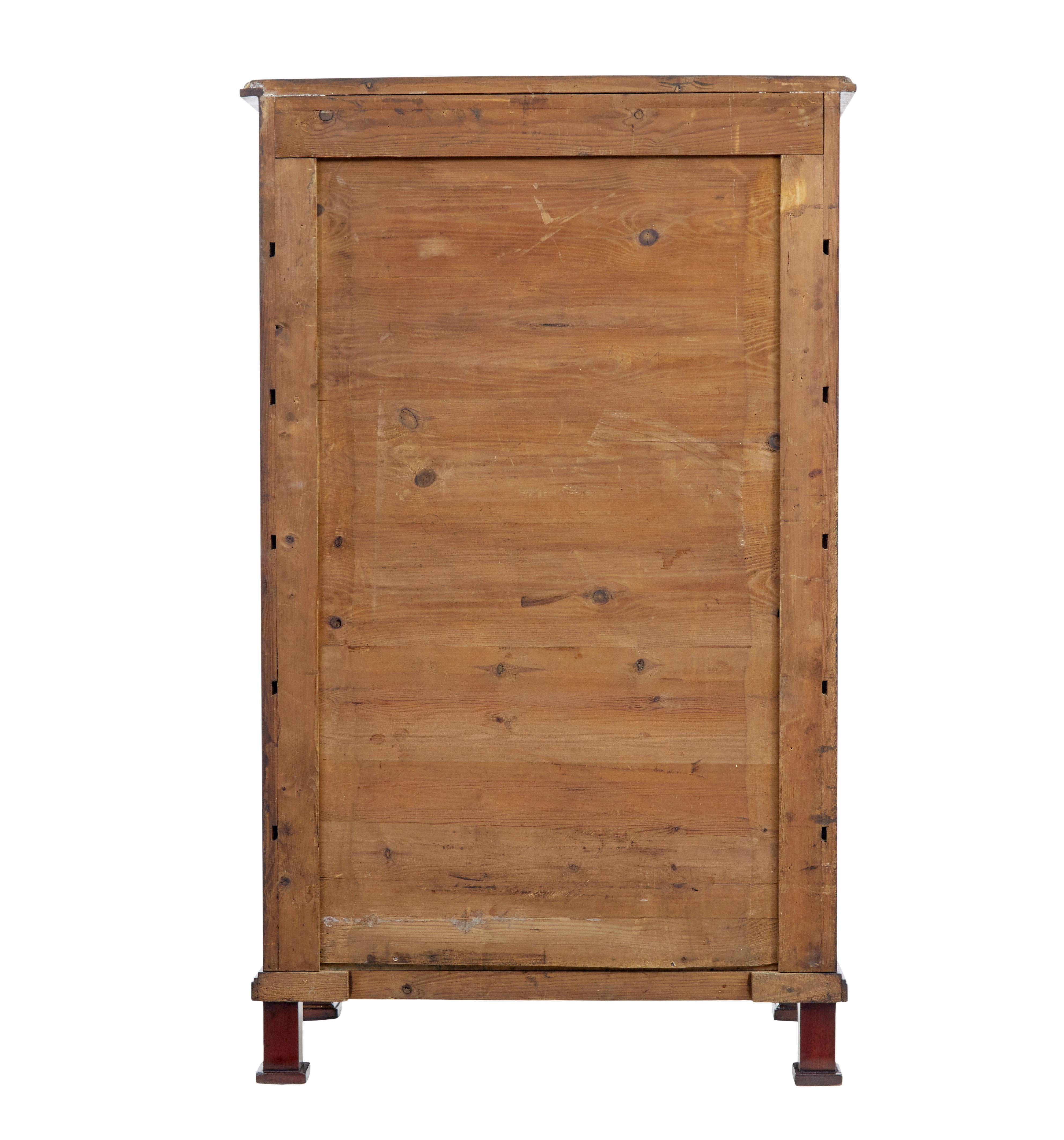 Hand-Crafted 19th Century mahogany and brass tall chest of drawers For Sale