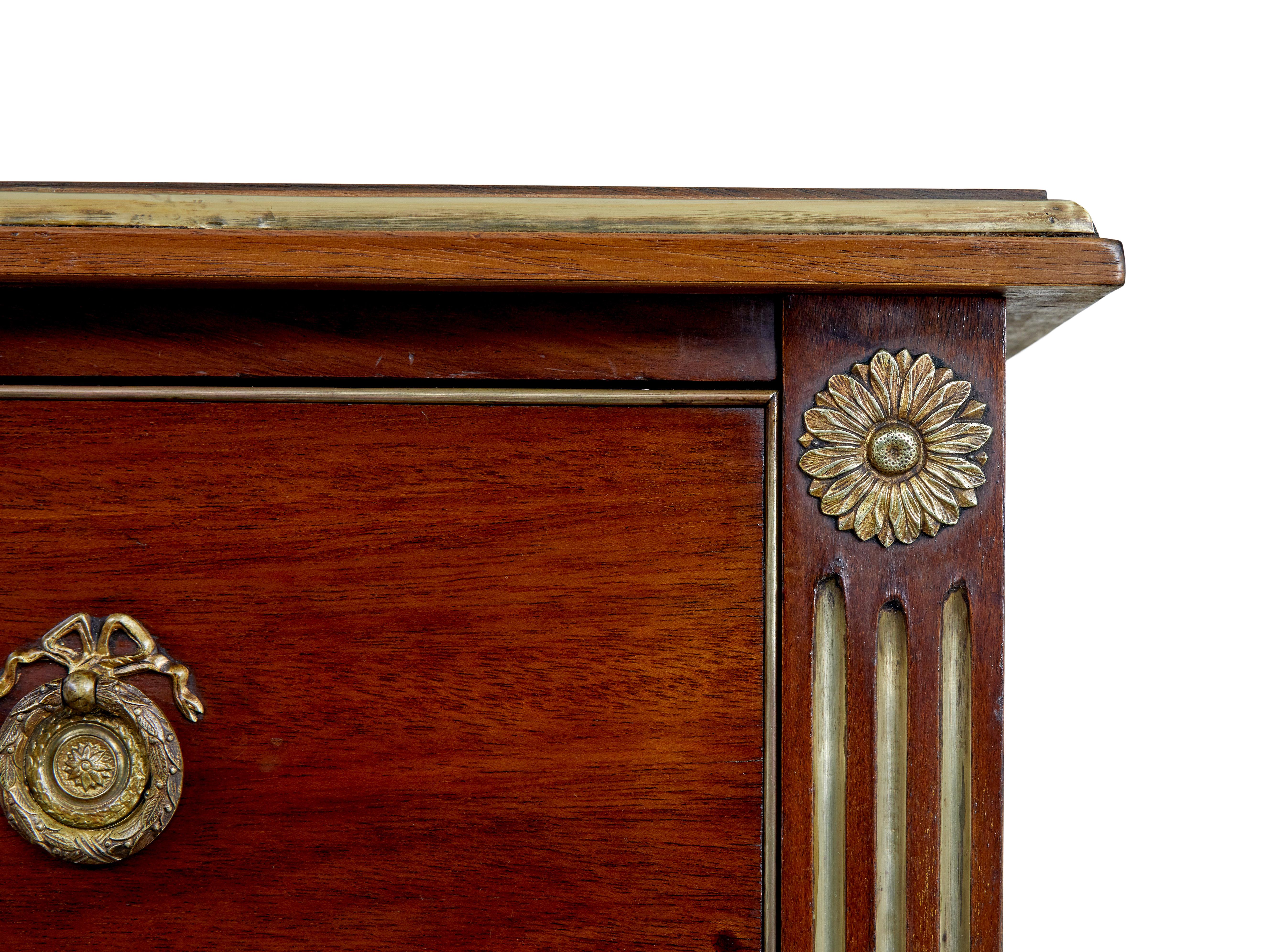 19th Century mahogany and brass tall chest of drawers For Sale 1