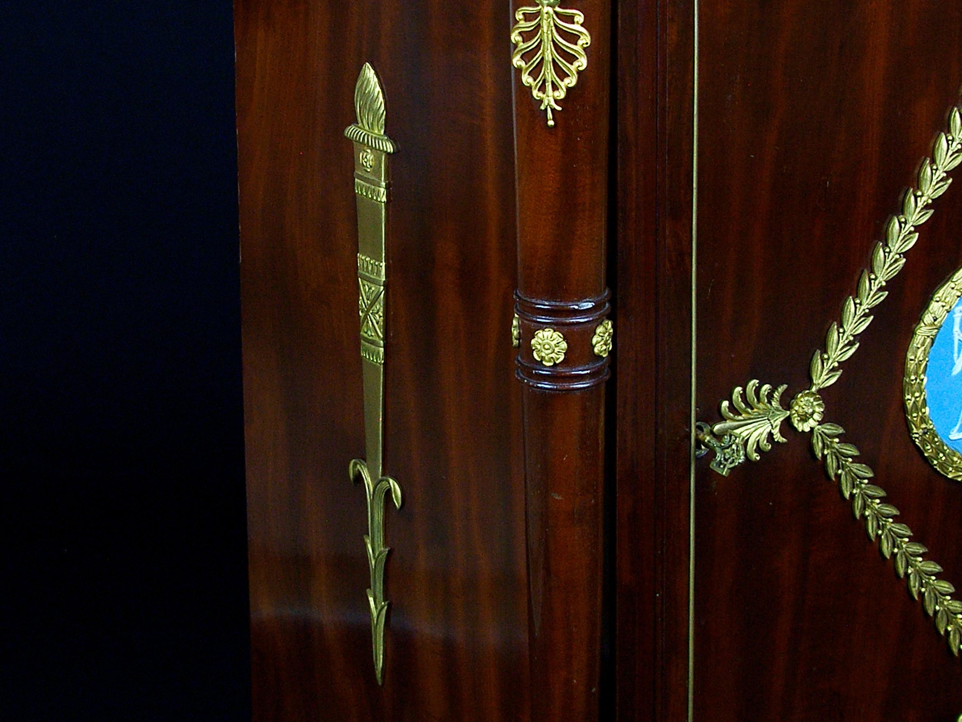 Porcelain 19th Century Wood and Gilded Bronzes France Empire Style Sideboard For Sale