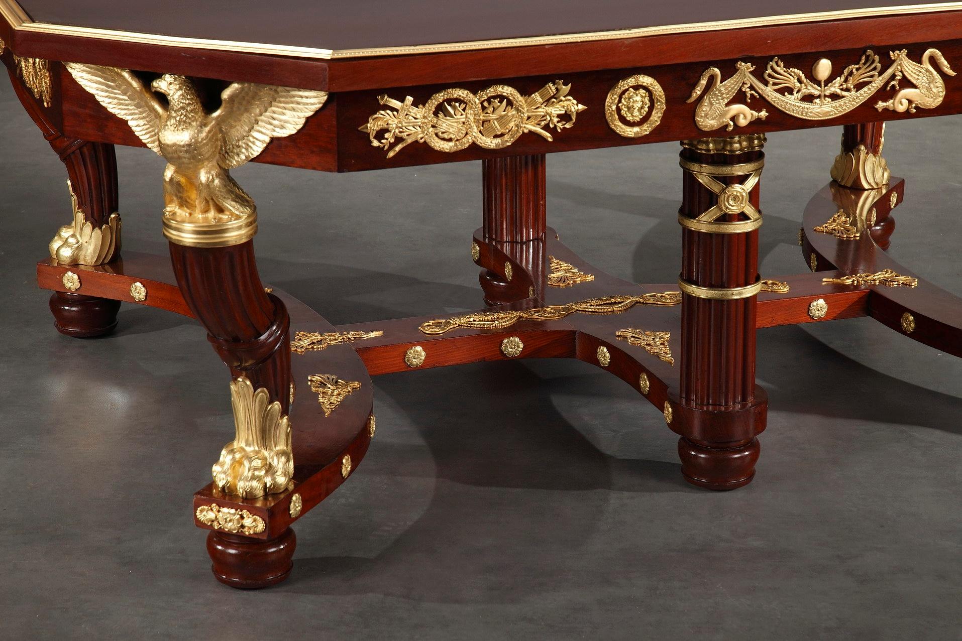19th Century Mahogany and Gilt Bronze Dining Room Suite in Empire Style 2