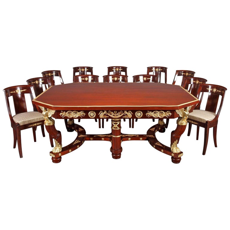 19th Century Mahogany And Gilt Bronze Dining Room Suite In Empire Style For Sale At 1stdibs