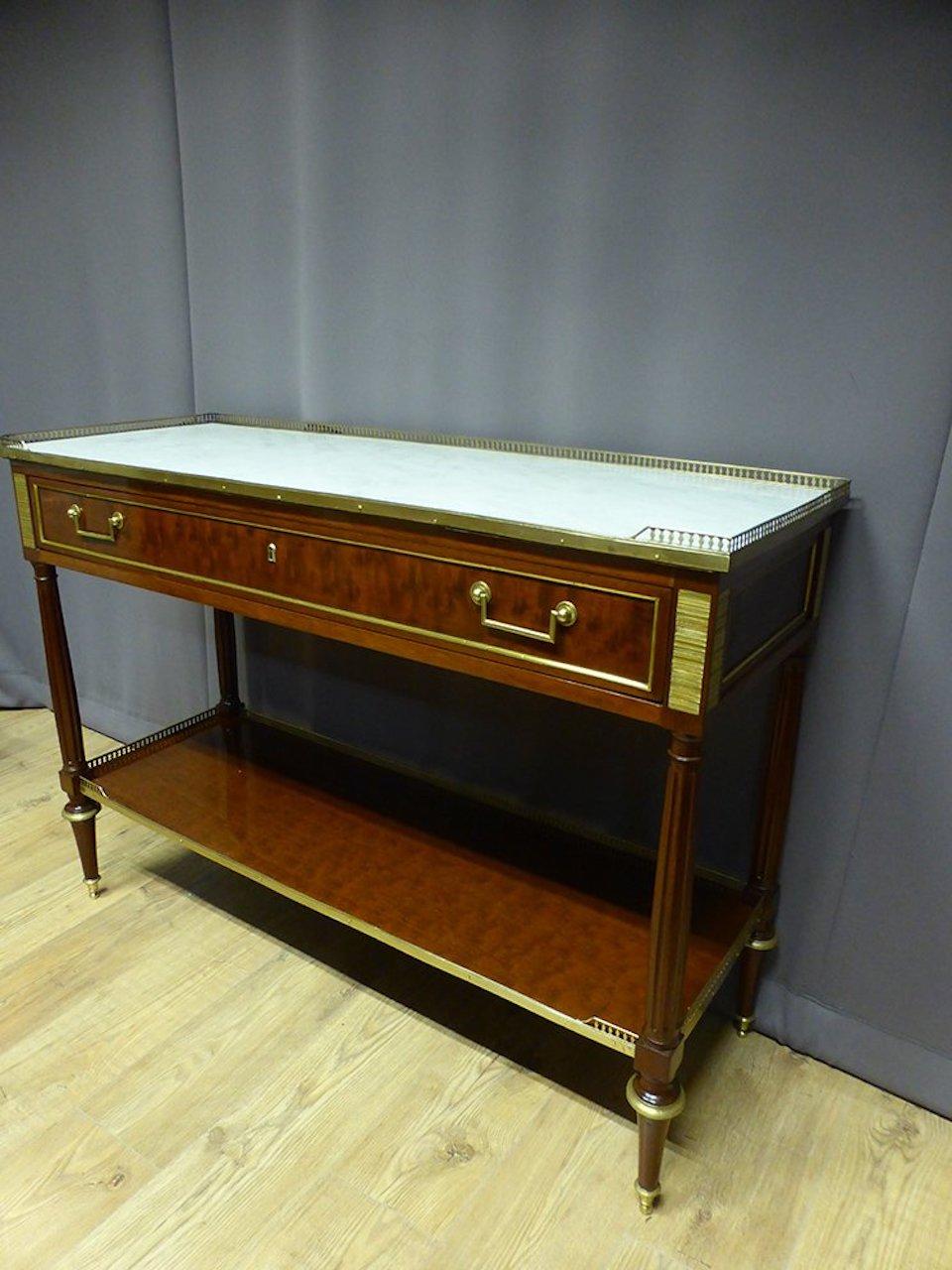 19th Century Mahogany and Gilded Bronze Louis XVI Style Console 1