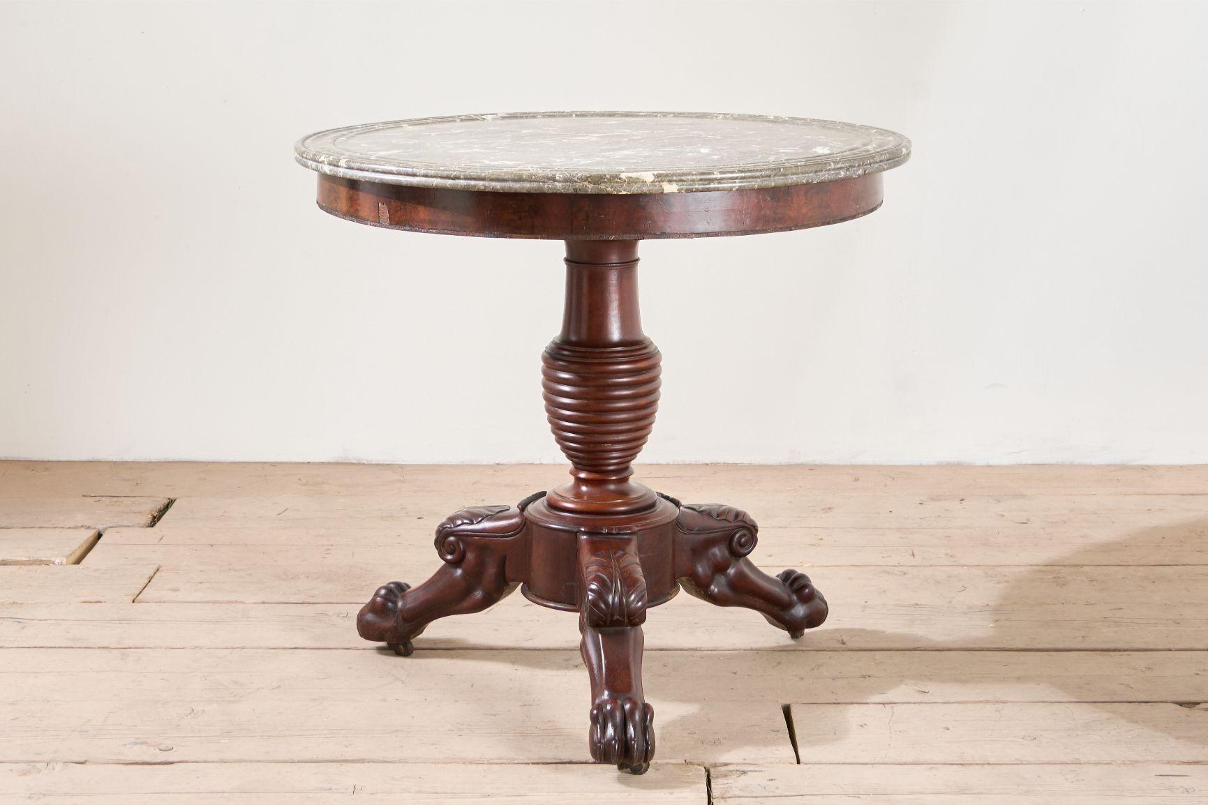 Table Gueridon du 19e siècle en acajou et marbre gris Excellent état - En vente à Malton, GB