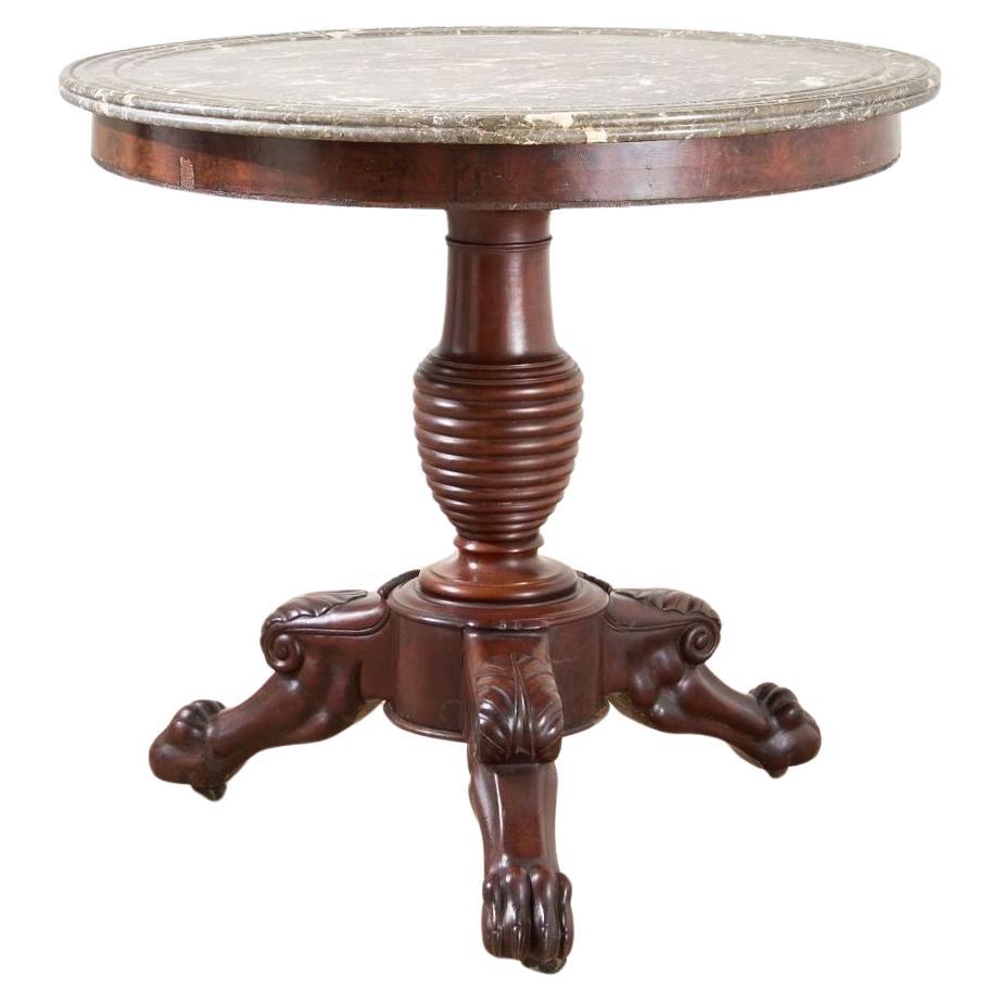 Table Gueridon du 19e siècle en acajou et marbre gris