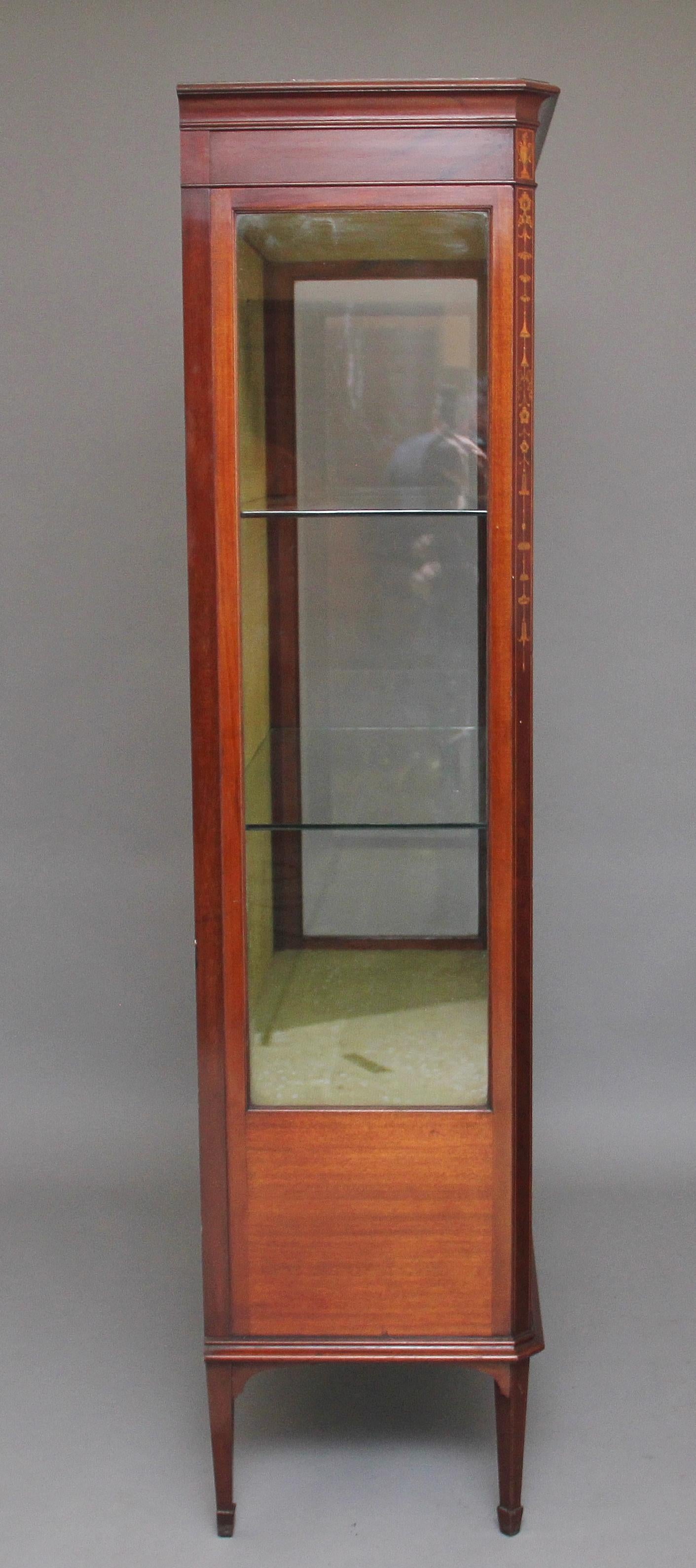 19th Century Mahogany and Inlaid Display Cabinet In Good Condition For Sale In Martlesham, GB