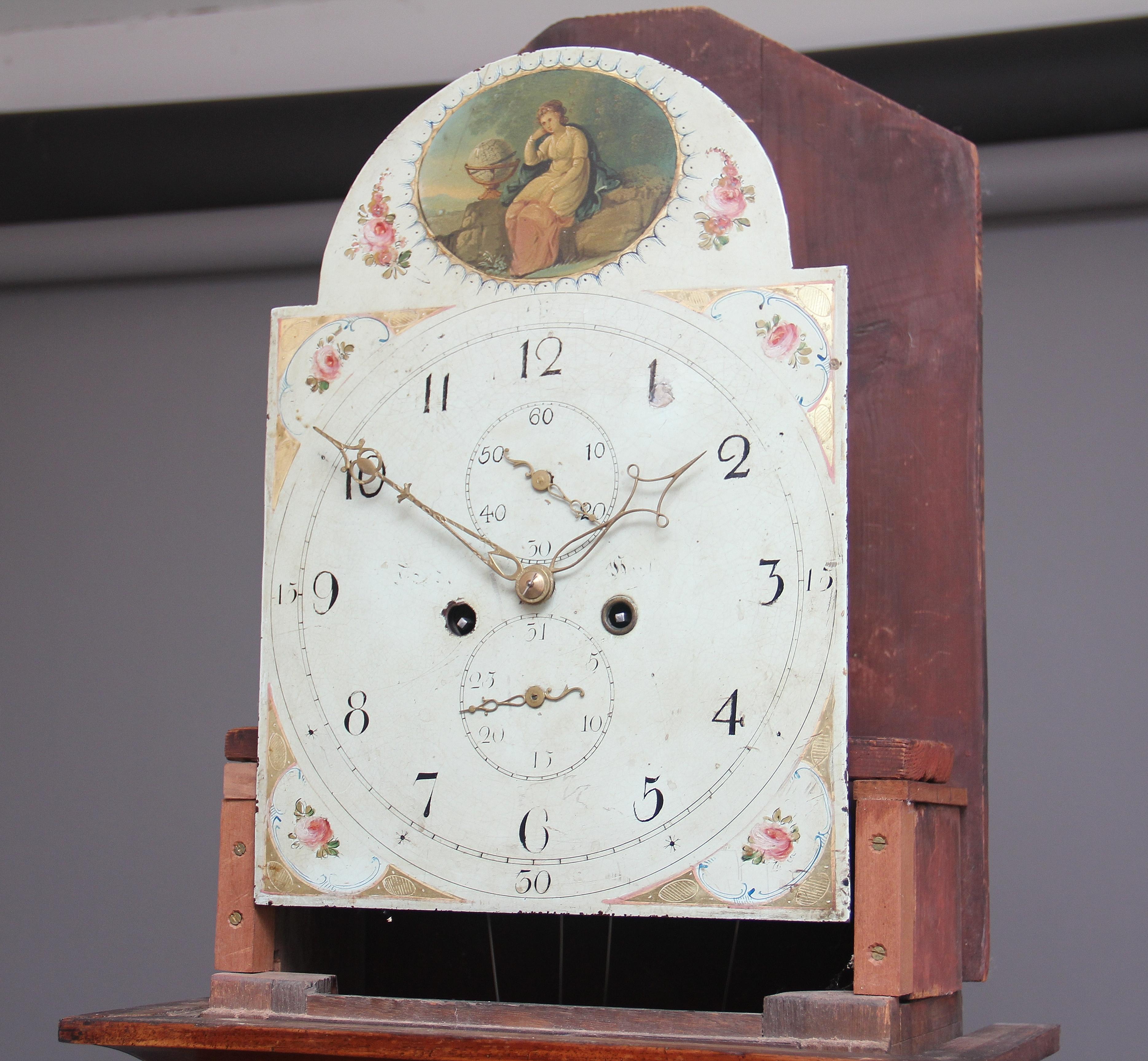 Regency Horloge à boîtier long en acajou et marqueterie du XIXe siècle en vente