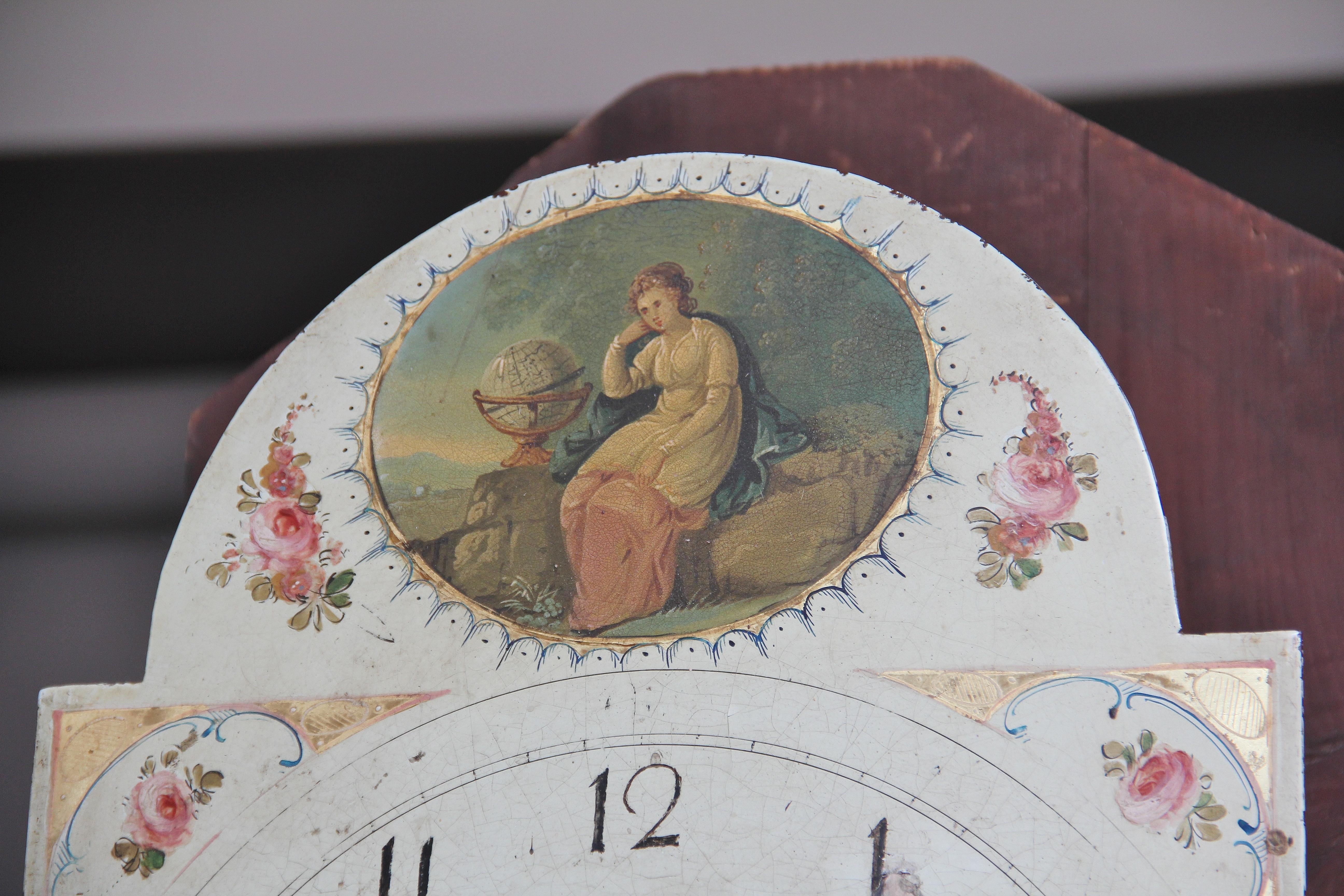 Britannique Horloge à boîtier long en acajou et marqueterie du XIXe siècle en vente