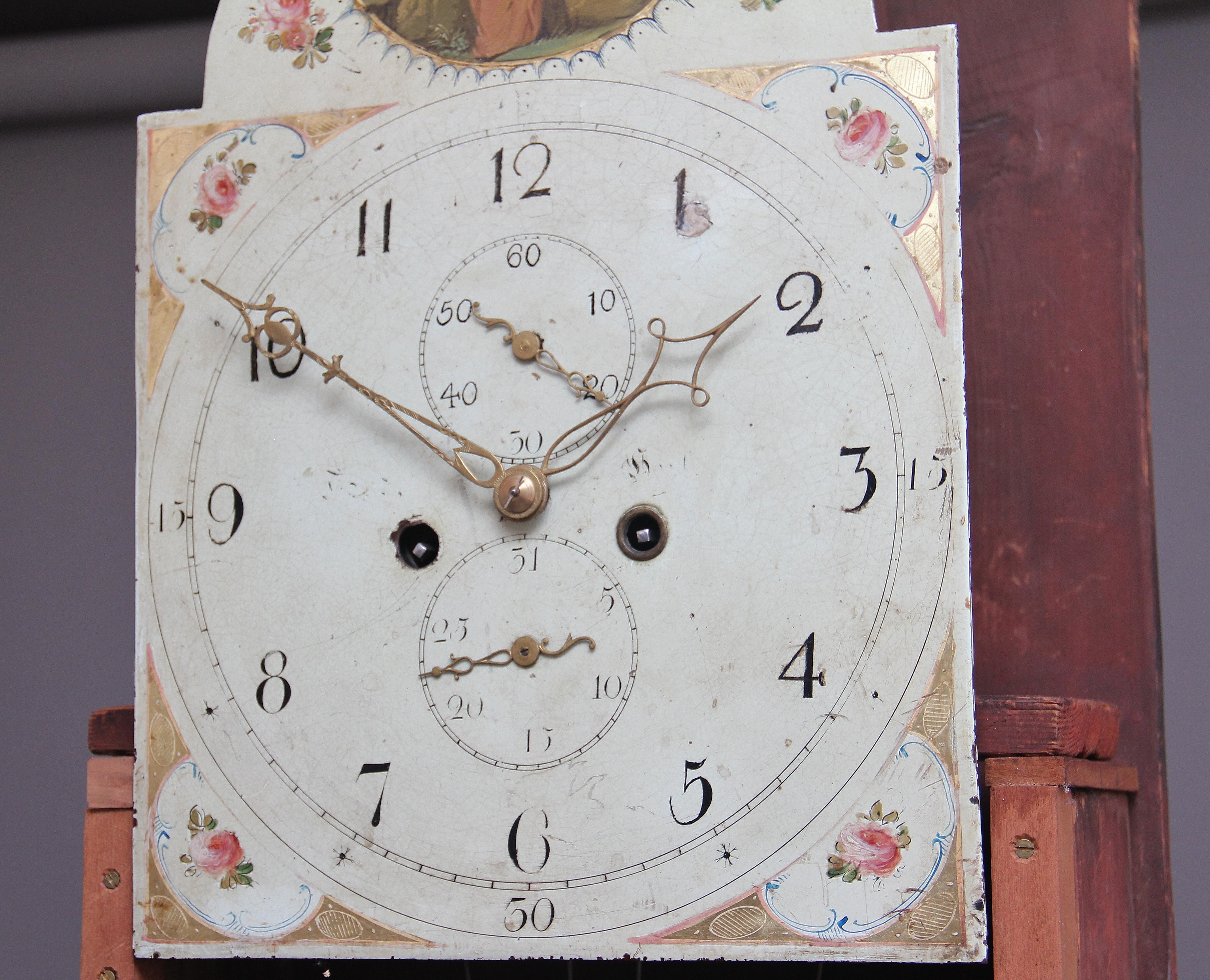Horloge à boîtier long en acajou et marqueterie du XIXe siècle Bon état - En vente à Martlesham, GB