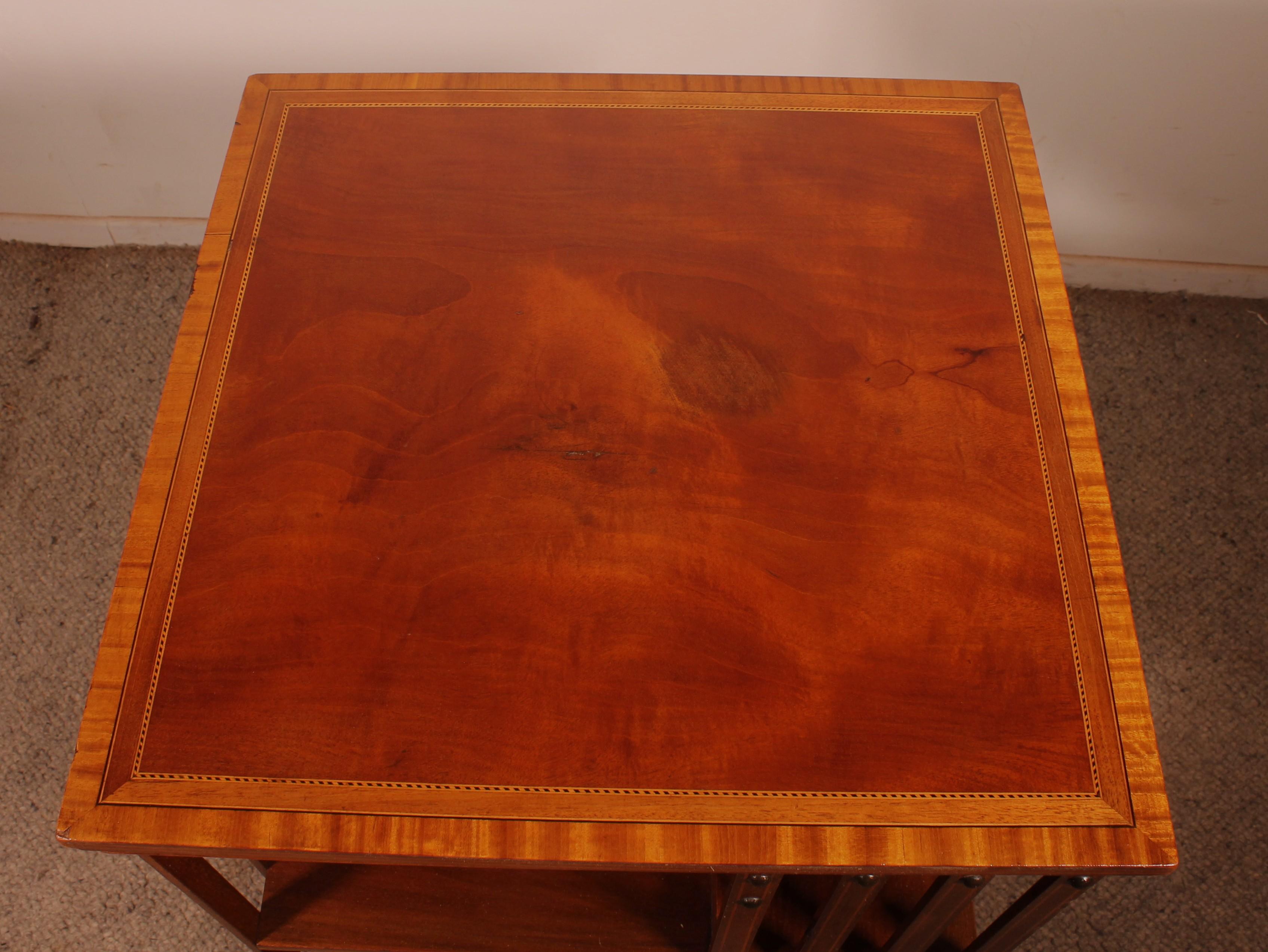 19th Century Mahogany And Inlaid Revolving Bookcase With Iron Base For Sale 4