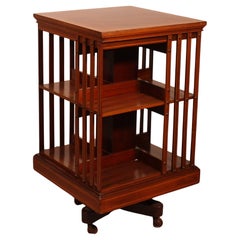 19th Century Mahogany And Inlaid Revolving Bookcase With Iron Base