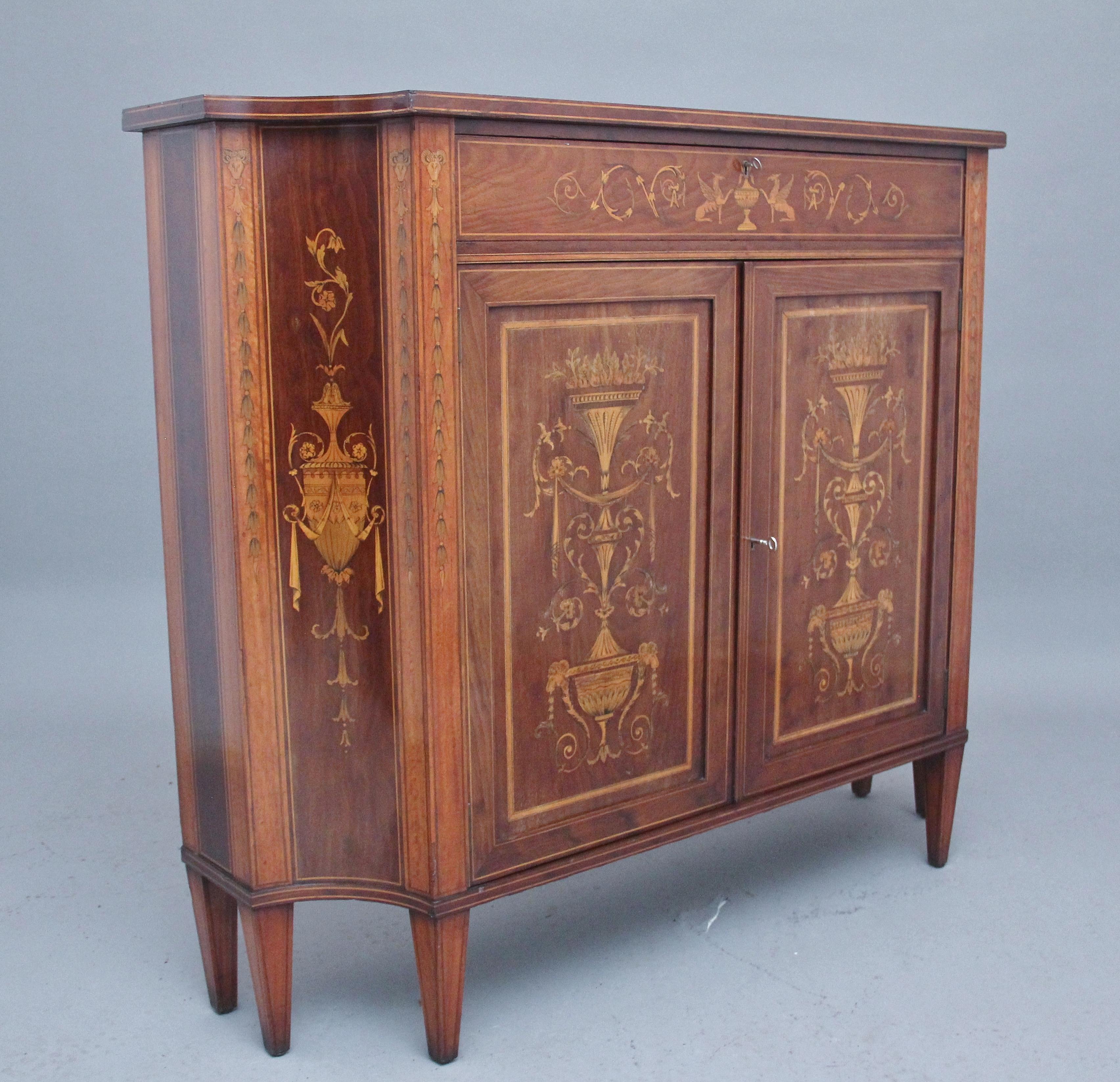 19th Century Mahogany and Inlaid Side Cabinet In Good Condition In Martlesham, GB