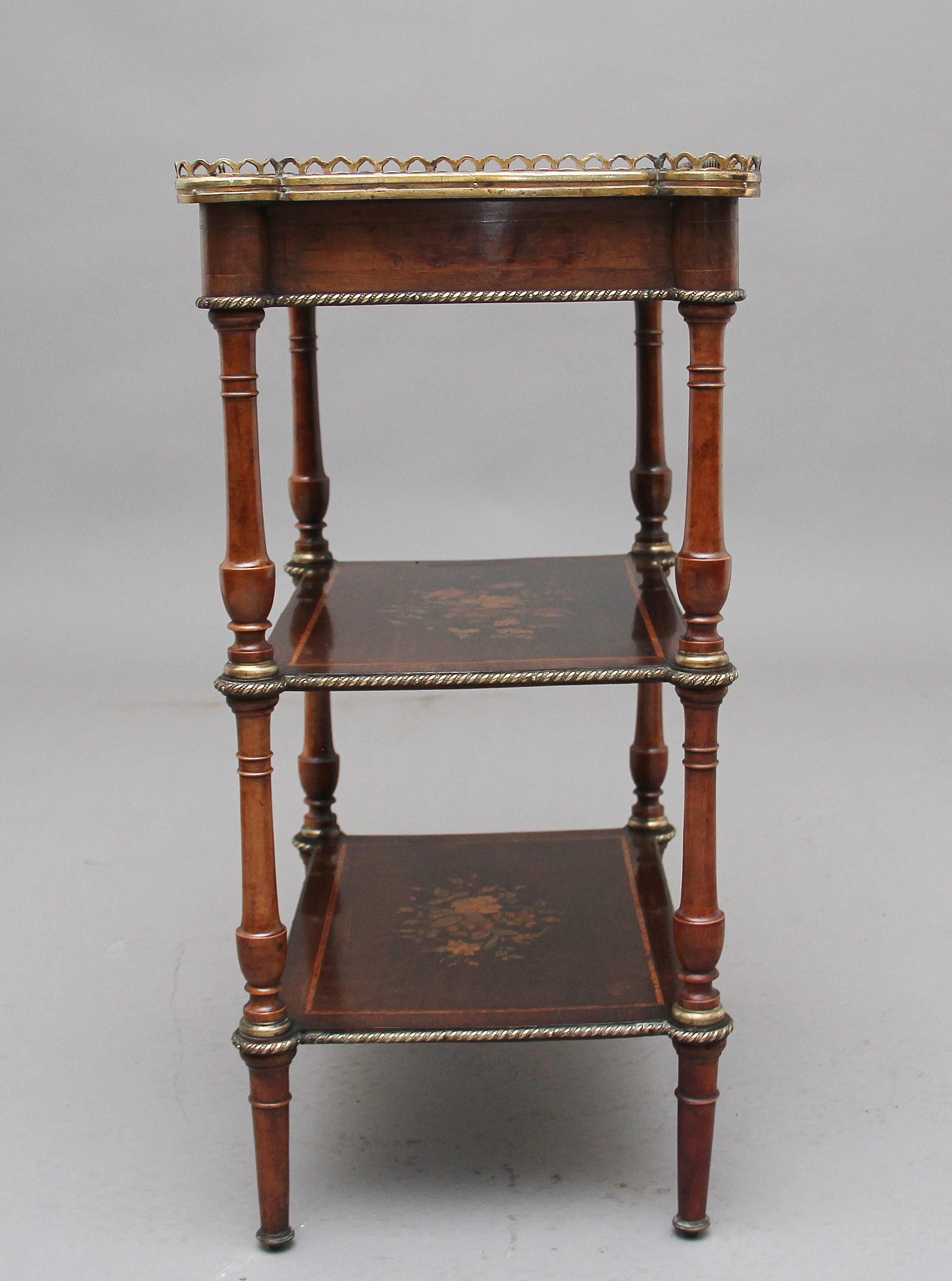 Marquetry 19th Century Mahogany and Inlaid Three-Tier Étagère Table