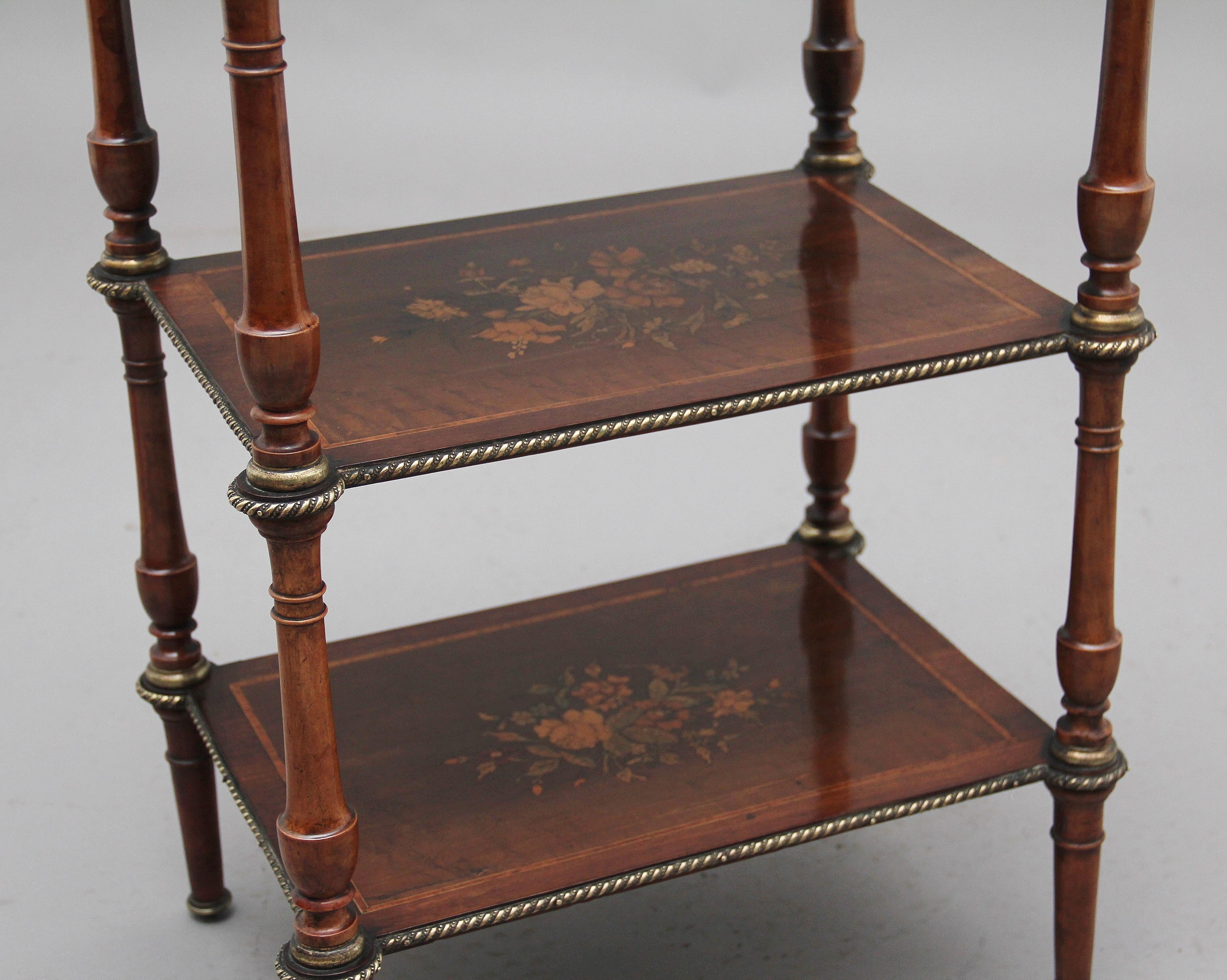 19th Century Mahogany and Inlaid Three-Tier Étagère Table 1