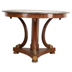Mesa central de caoba y mármol del siglo XIX