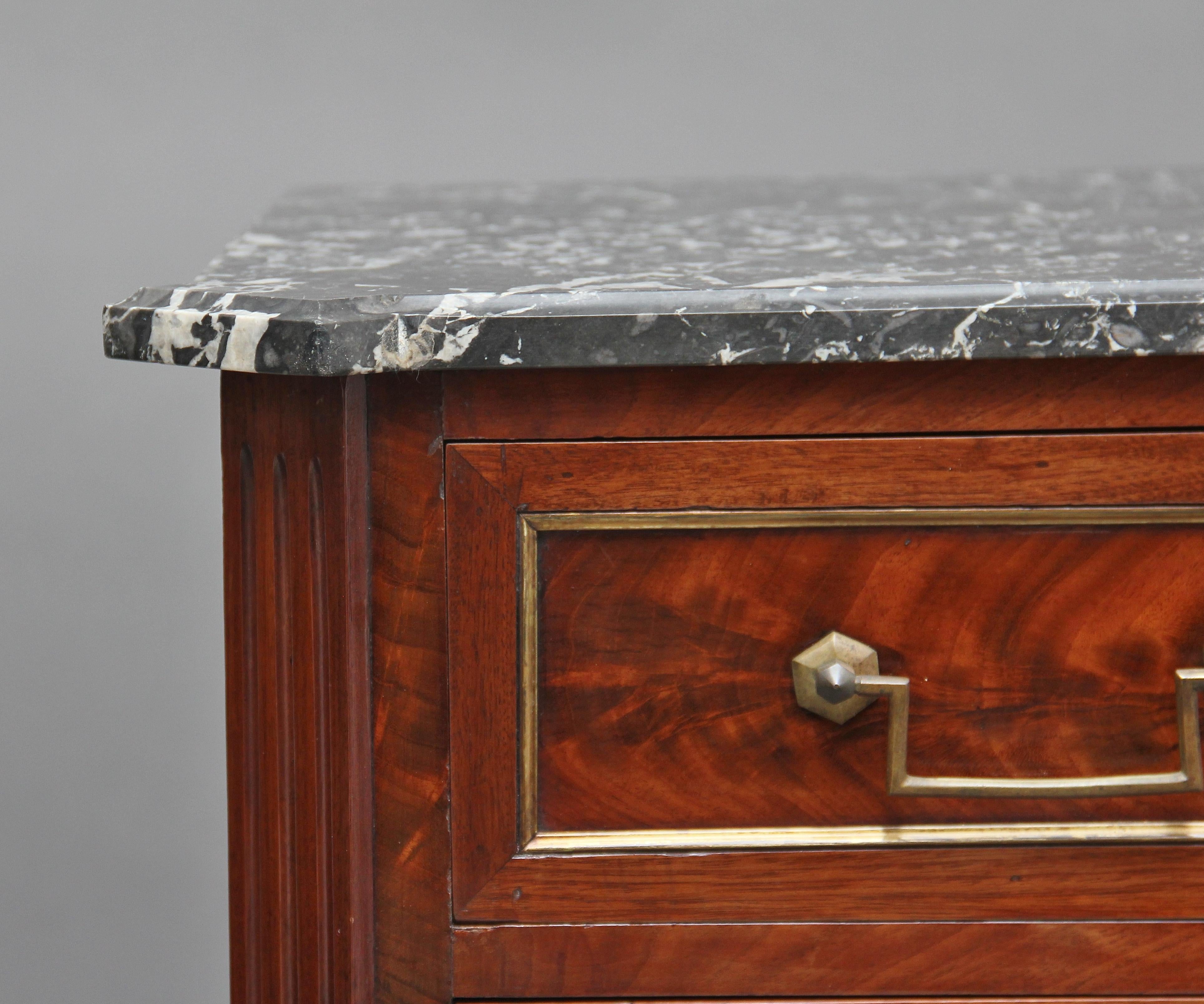 French 19th Century Mahogany and Marble Top Chest