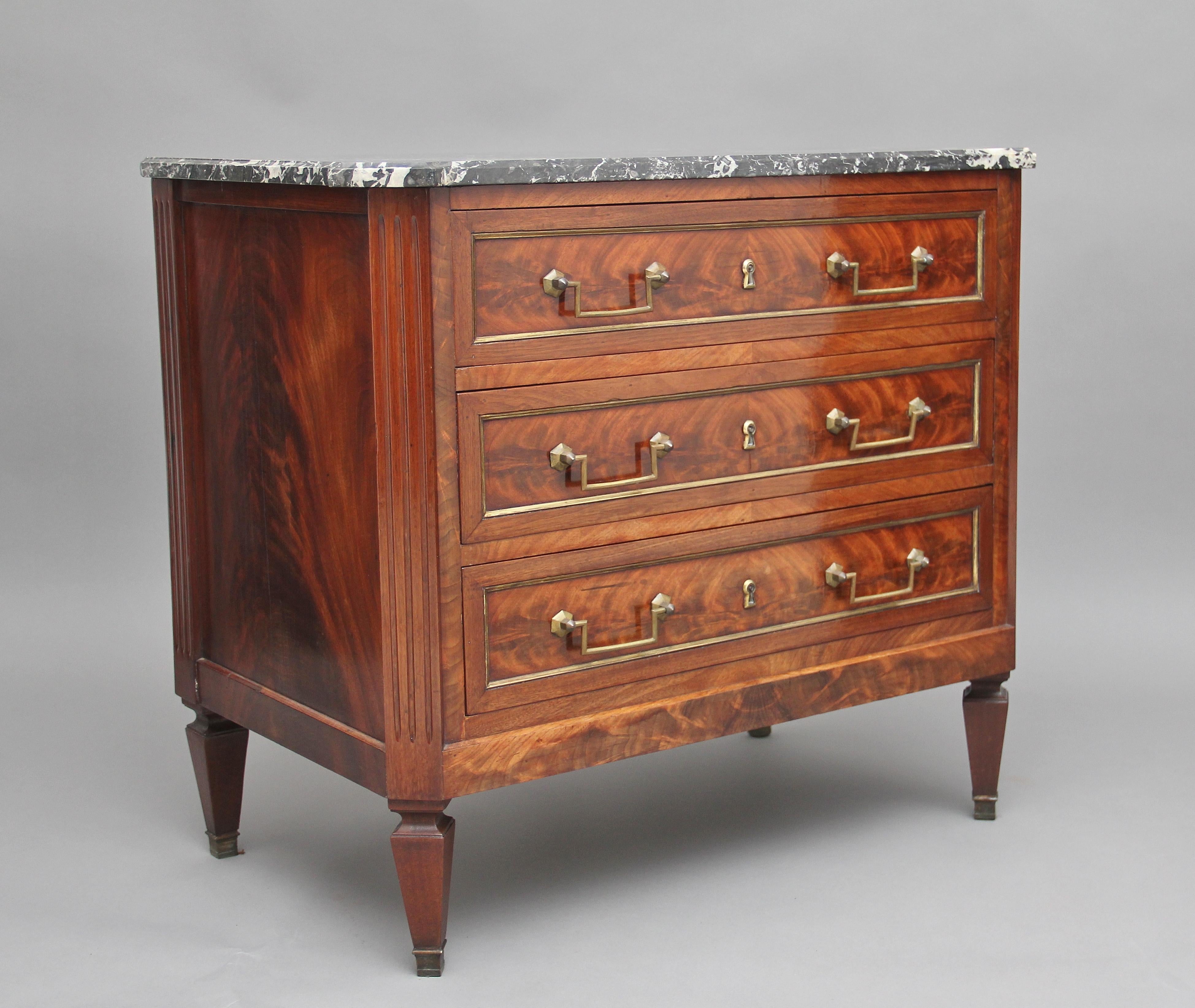 19th Century Mahogany and Marble Top Chest In Good Condition In Martlesham, GB