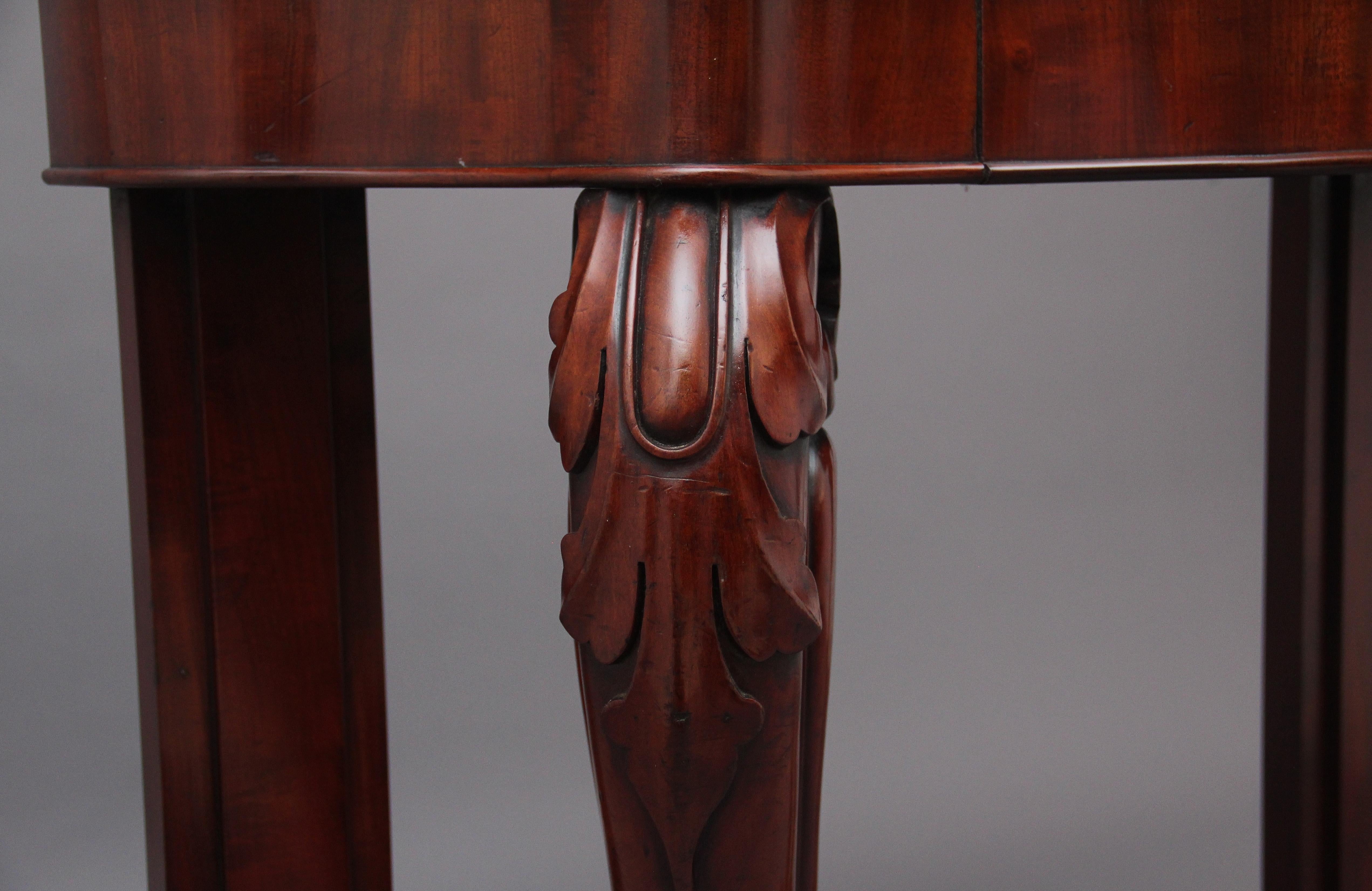 19th Century Mahogany and Marble Top Consul Table For Sale 4