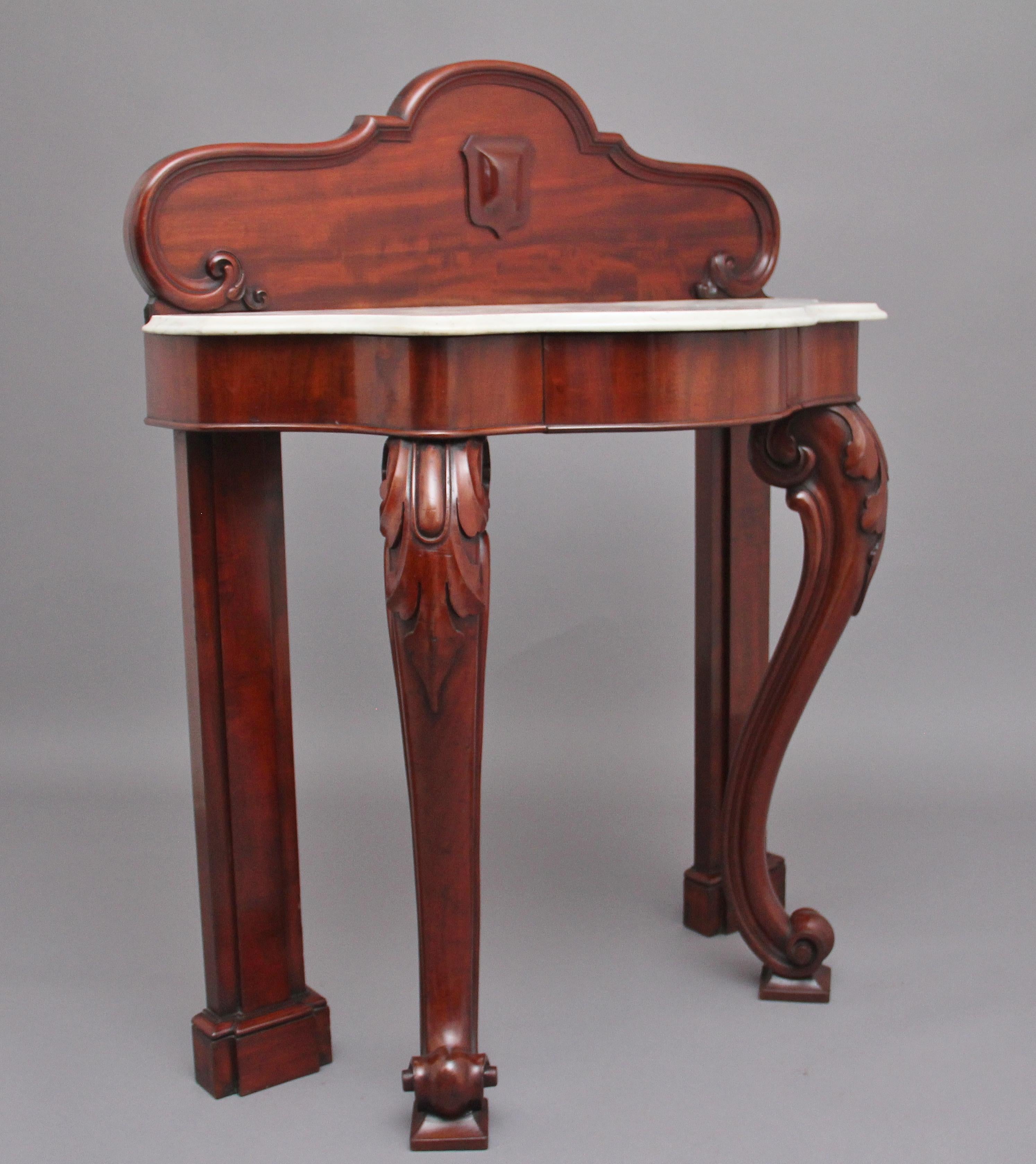 Early Victorian 19th Century Mahogany and Marble Top Consul Table For Sale