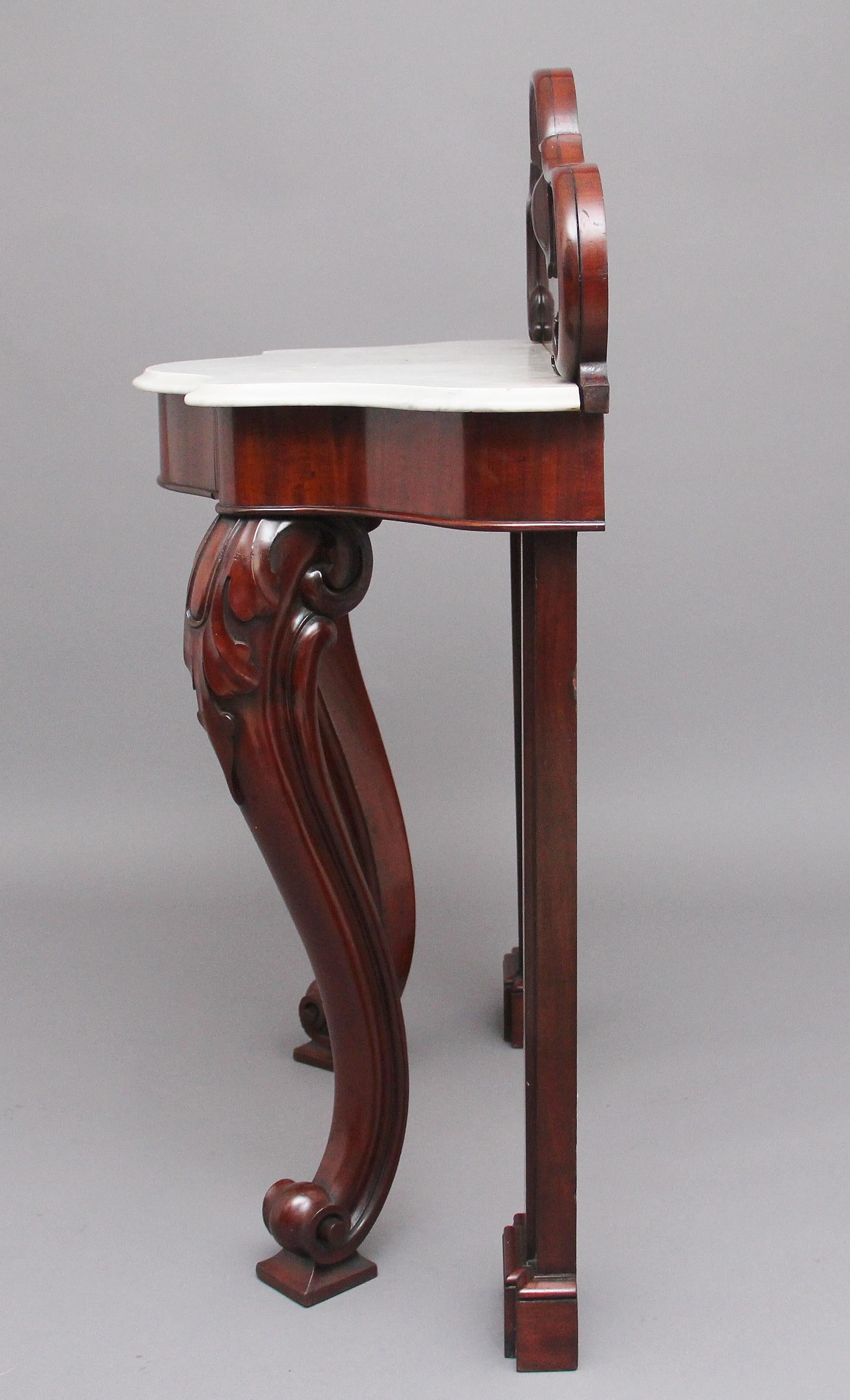 British 19th Century Mahogany and Marble Top Consul Table For Sale