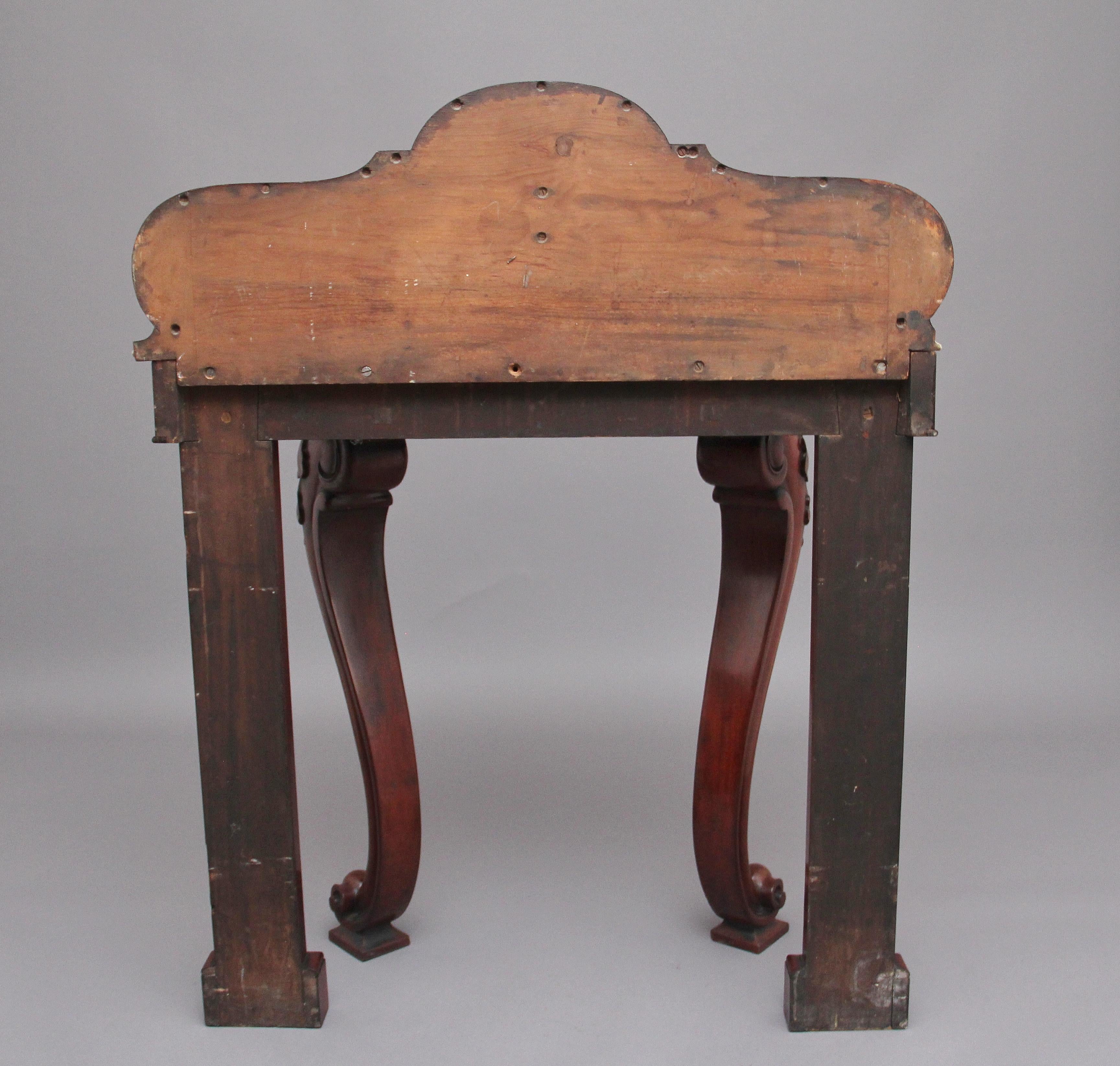 19th Century Mahogany and Marble Top Consul Table In Good Condition For Sale In Martlesham, GB