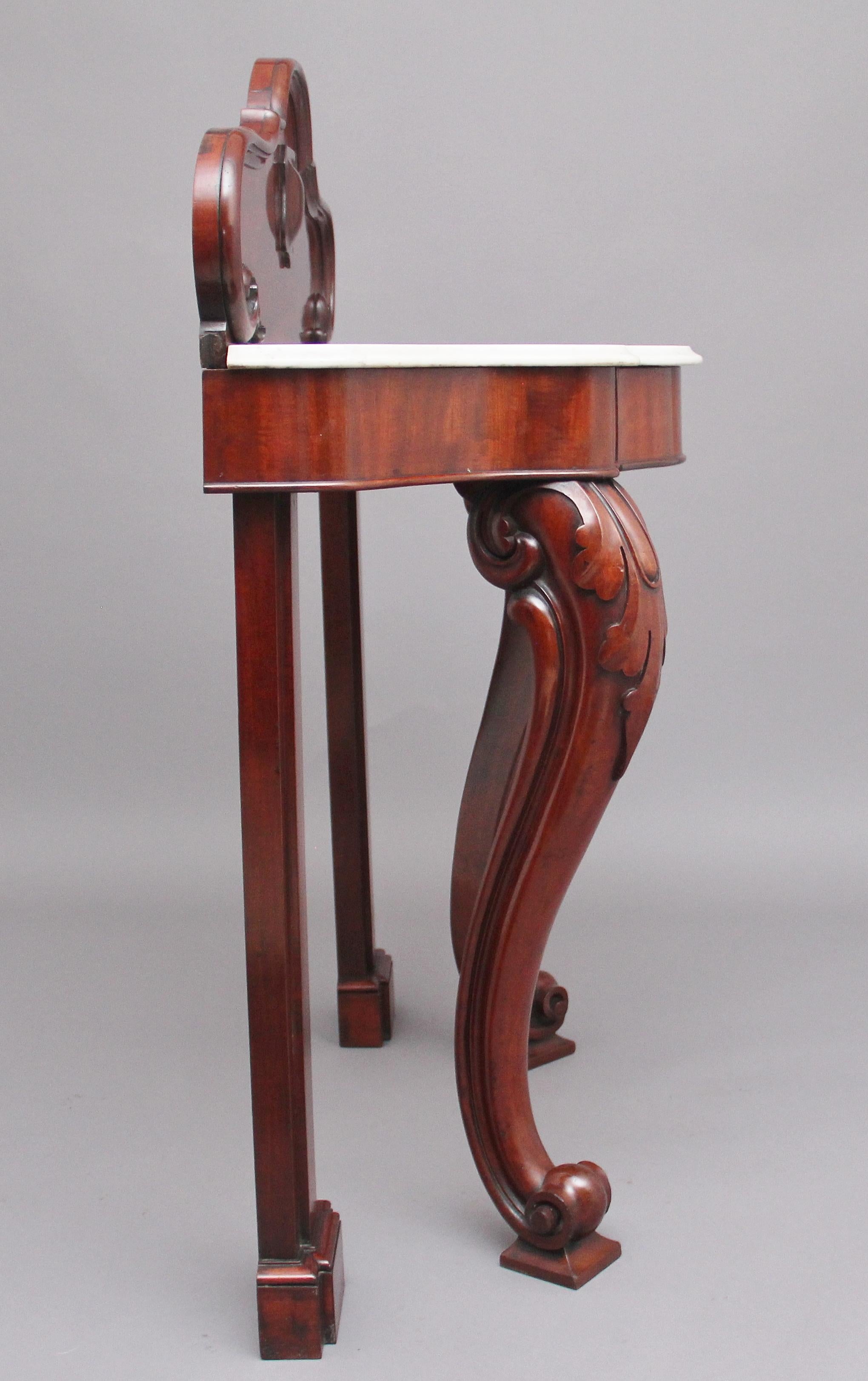 Mid-19th Century 19th Century Mahogany and Marble Top Consul Table For Sale