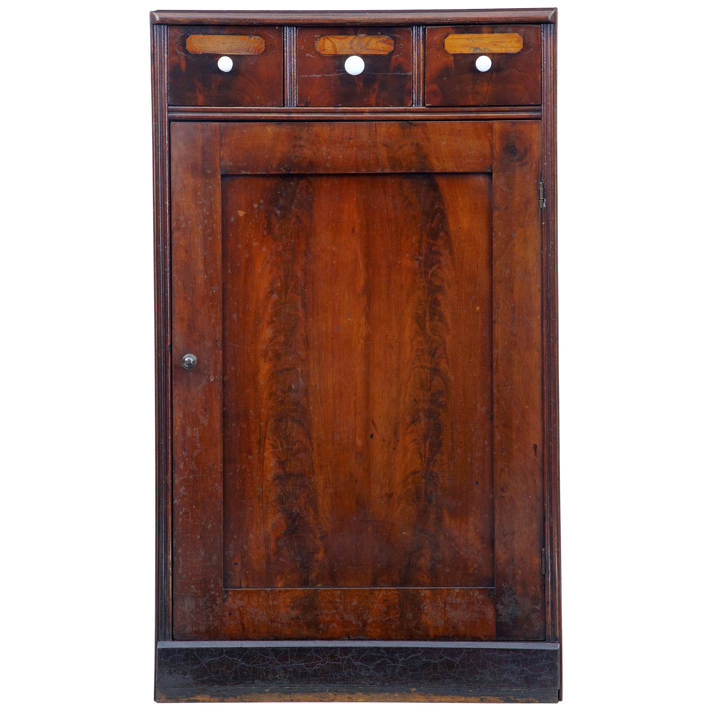 19th Century Mahogany and Oak Apothecary Cabinet
