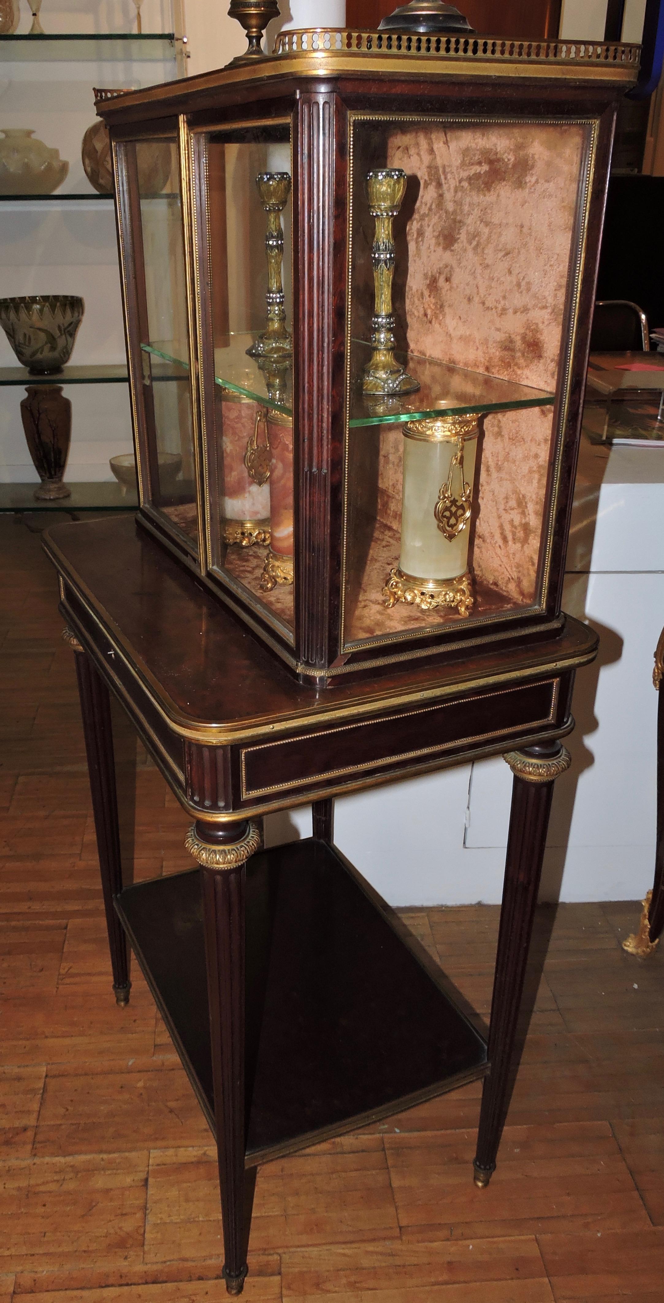 Louis XVI 19th Century Mahogany and Ormolu Cabinet Table and Display Window