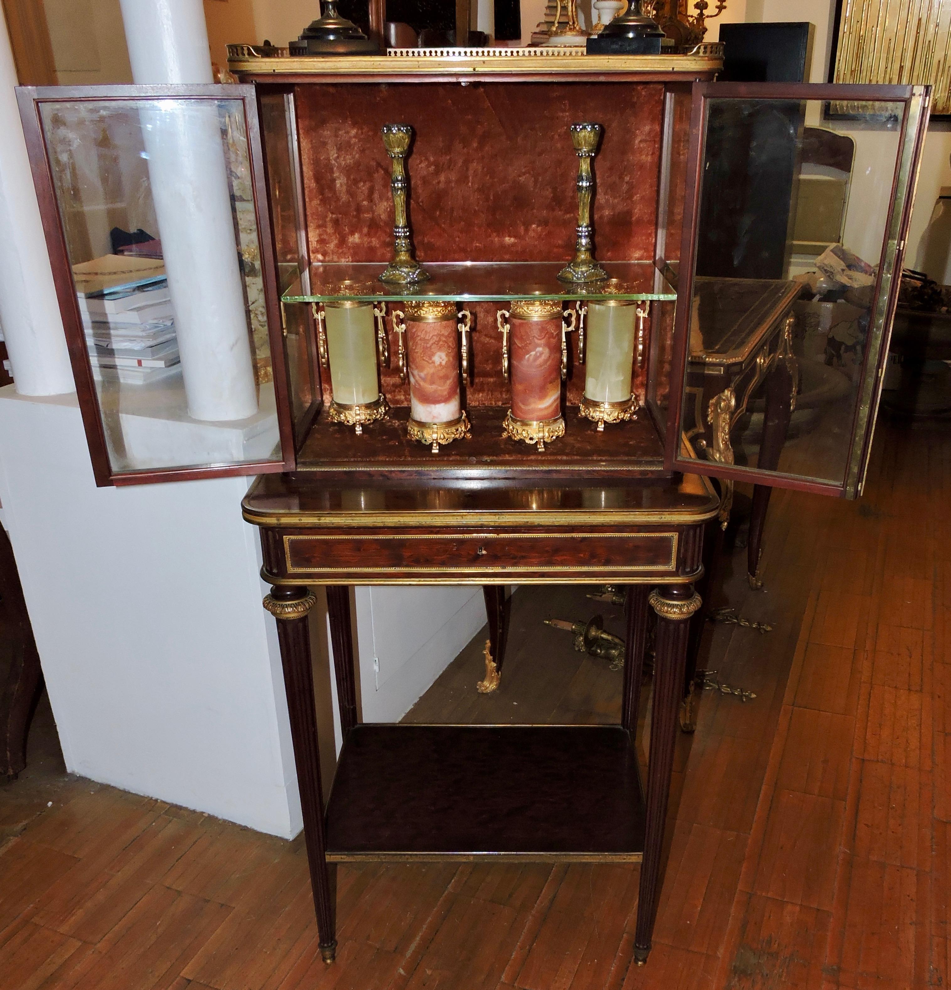 French 19th Century Mahogany and Ormolu Cabinet Table and Display Window
