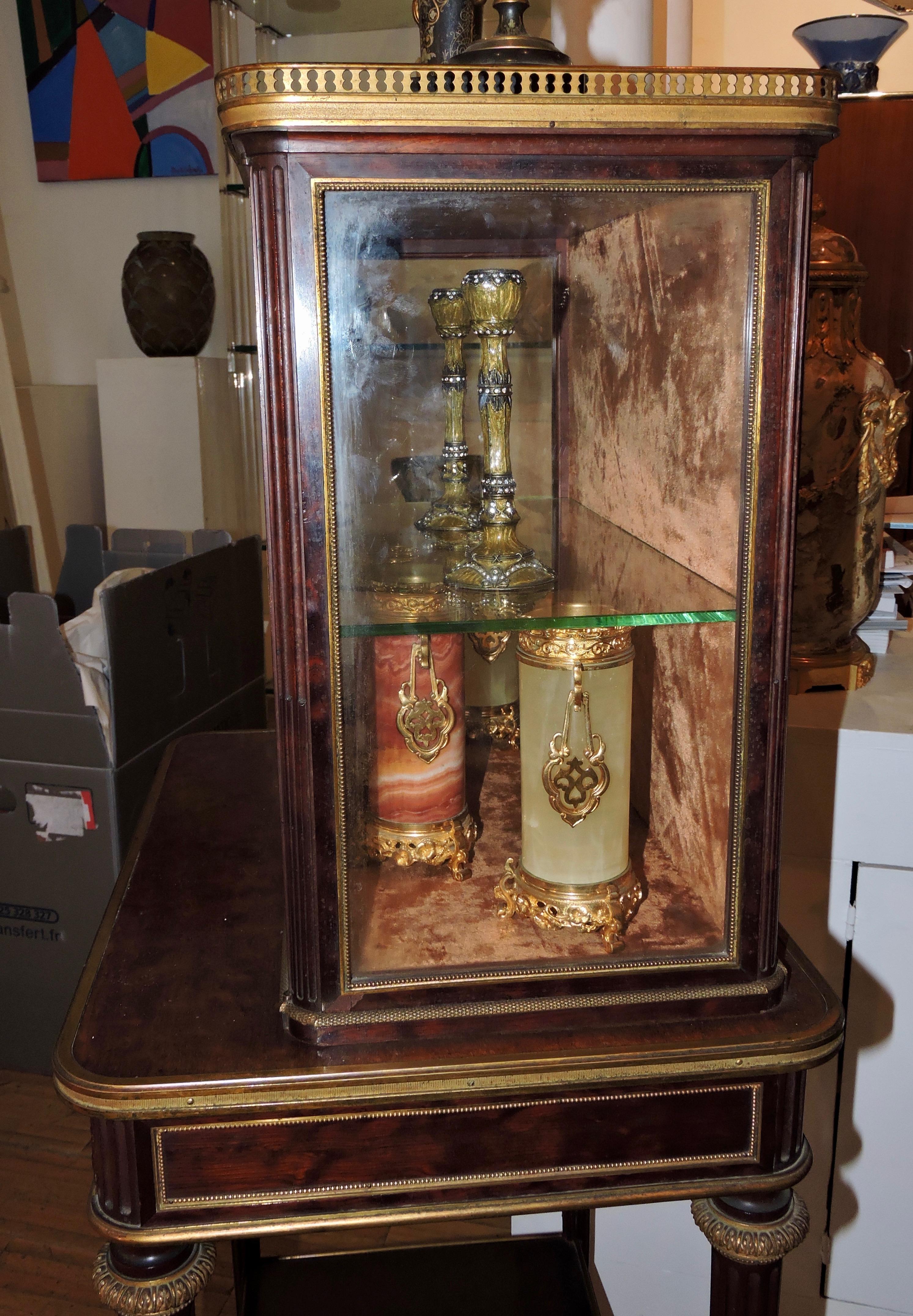 Glass 19th Century Mahogany and Ormolu Cabinet Table and Display Window