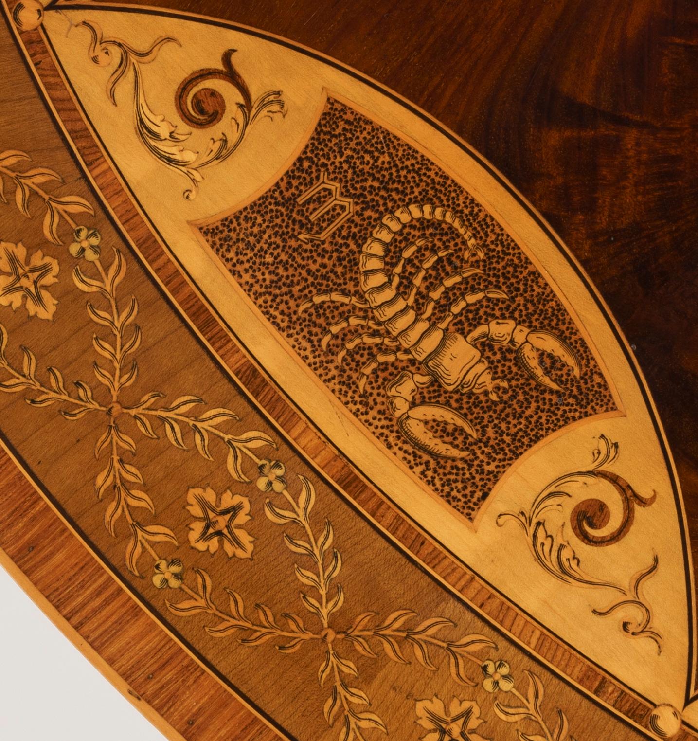 19th Century Mahogany and Satinwood Astrological Marquetry Centre Table For Sale 5