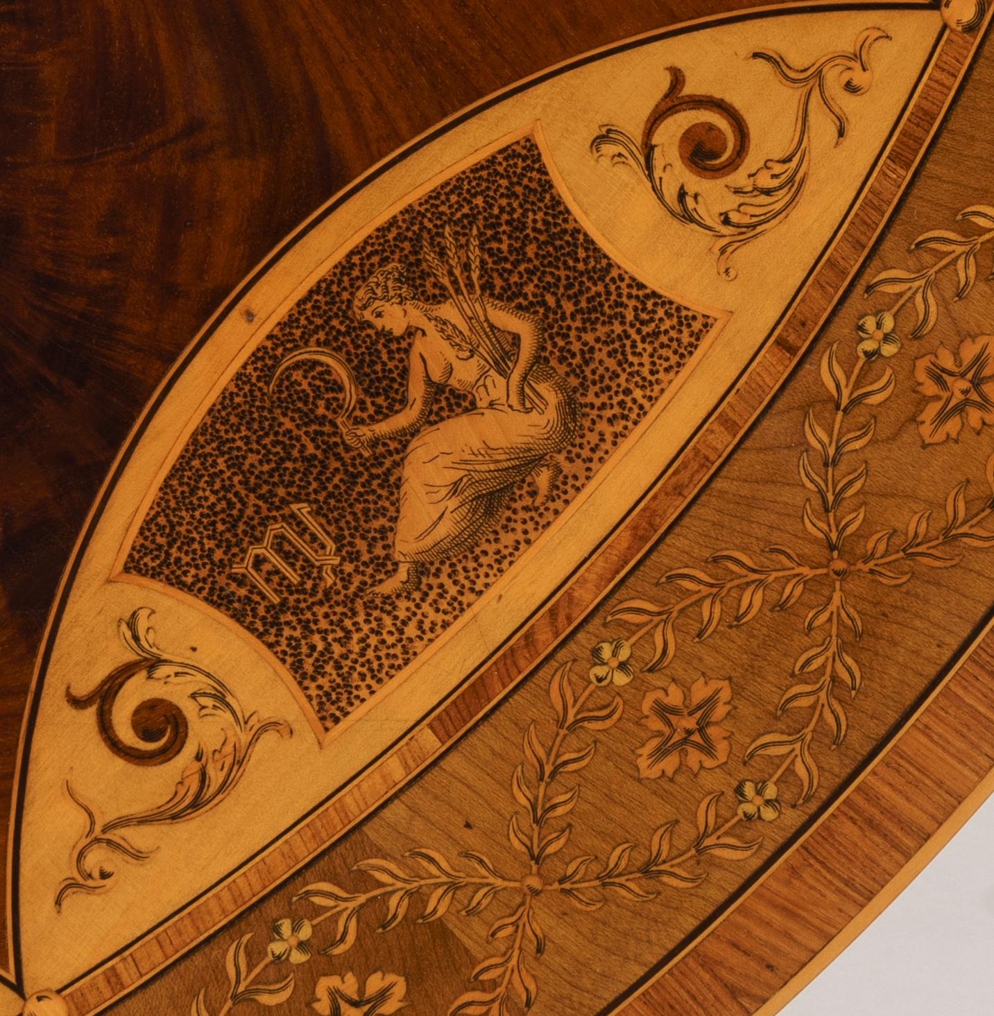 19th Century Mahogany and Satinwood Astrological Marquetry Centre Table For Sale 6