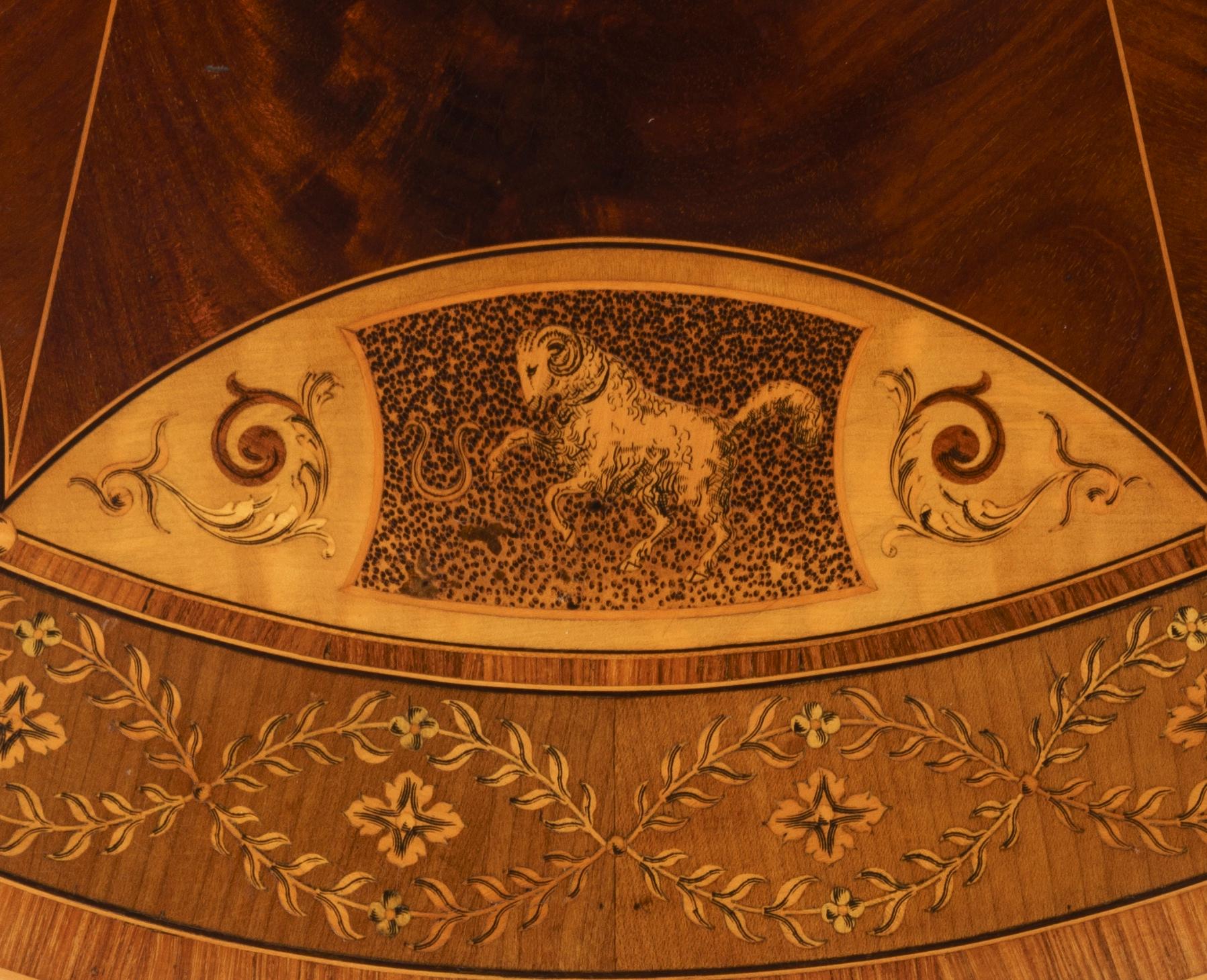 19th Century Mahogany and Satinwood Astrological Marquetry Centre Table For Sale 1