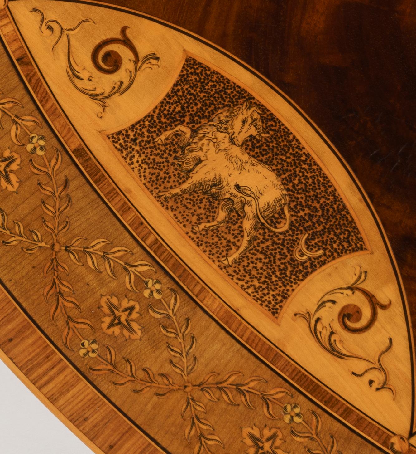 19th Century Mahogany and Satinwood Astrological Marquetry Centre Table For Sale 4