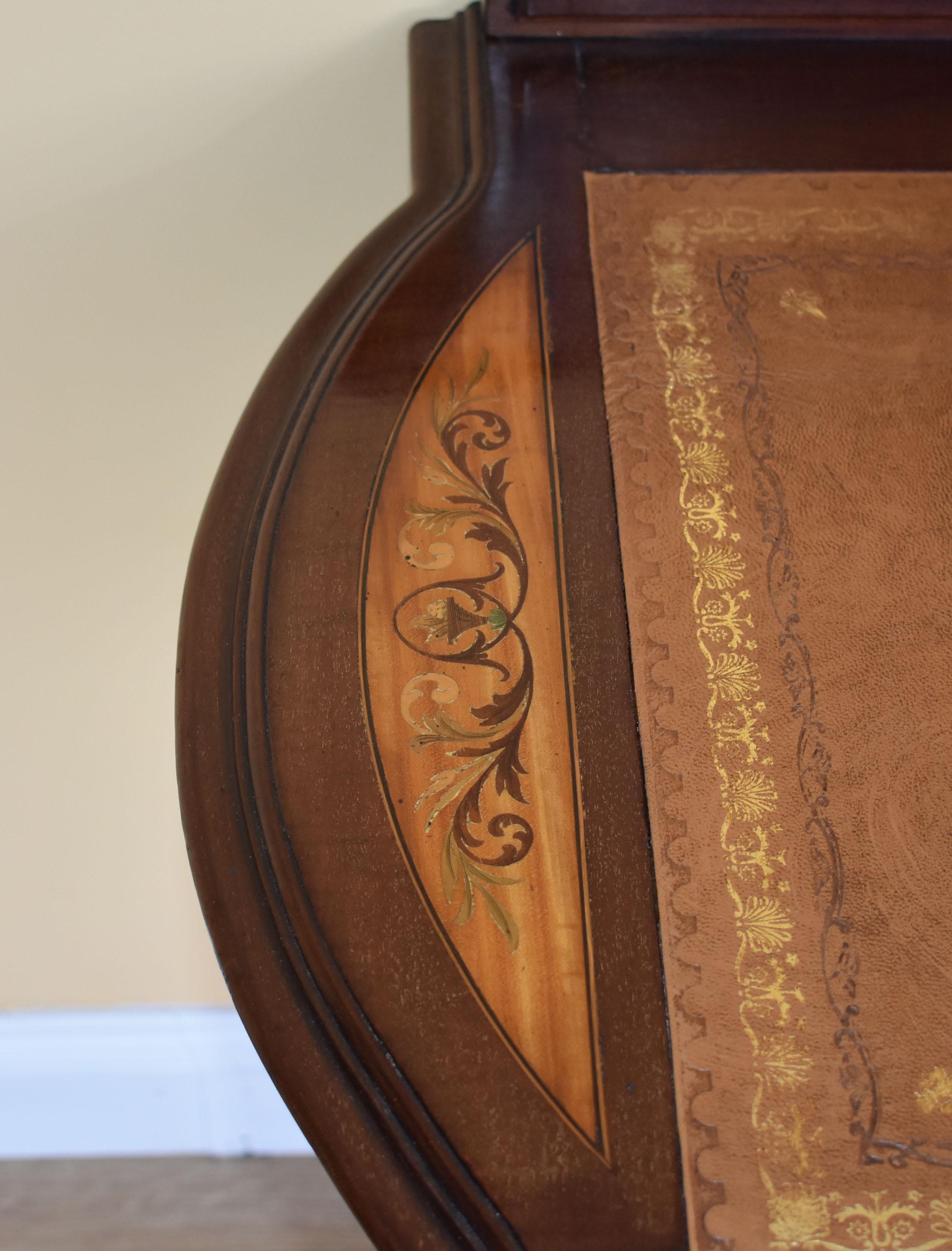 19th Century Mahogany and Satinwood Inlaid Writing Table 1