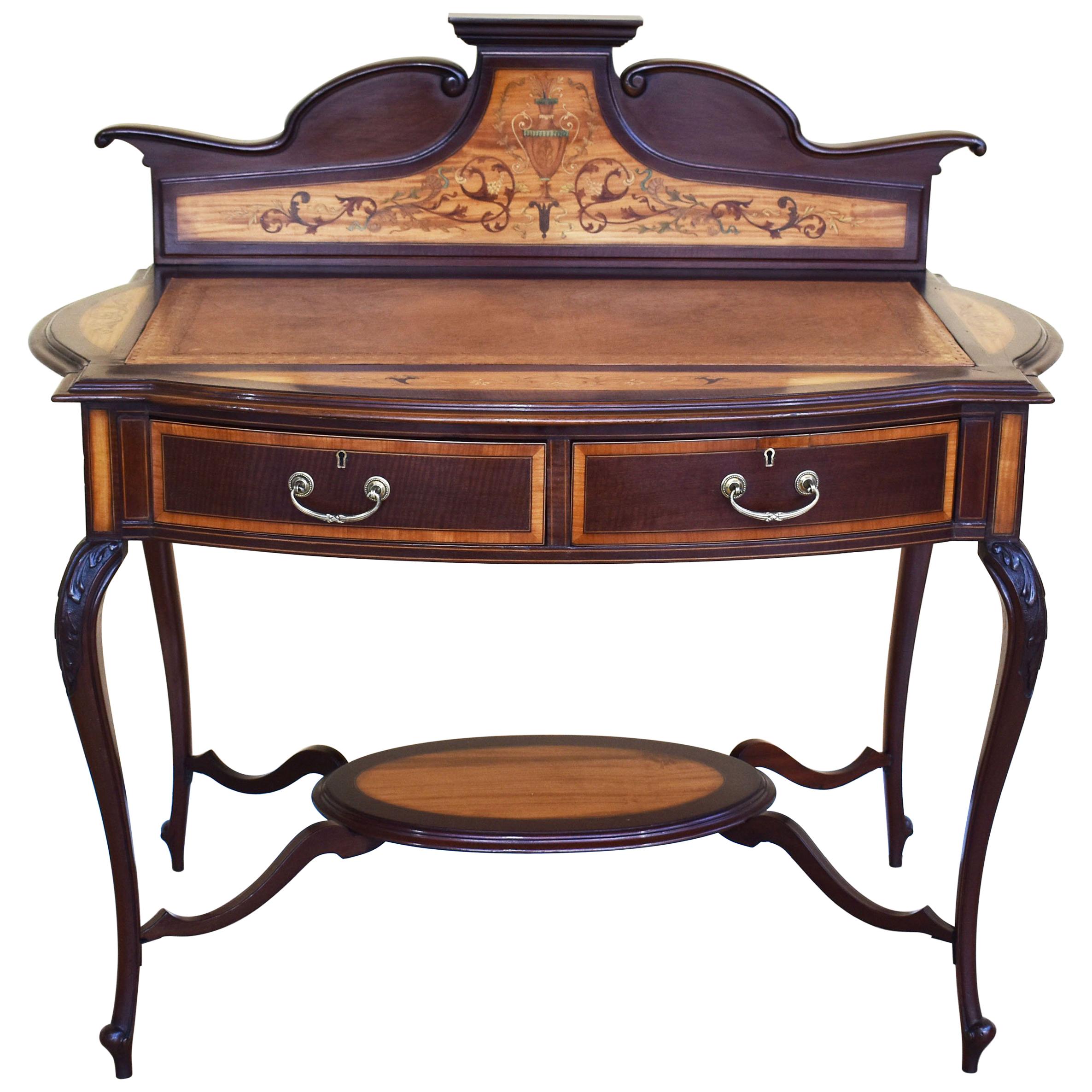 19th Century Mahogany and Satinwood Inlaid Writing Table