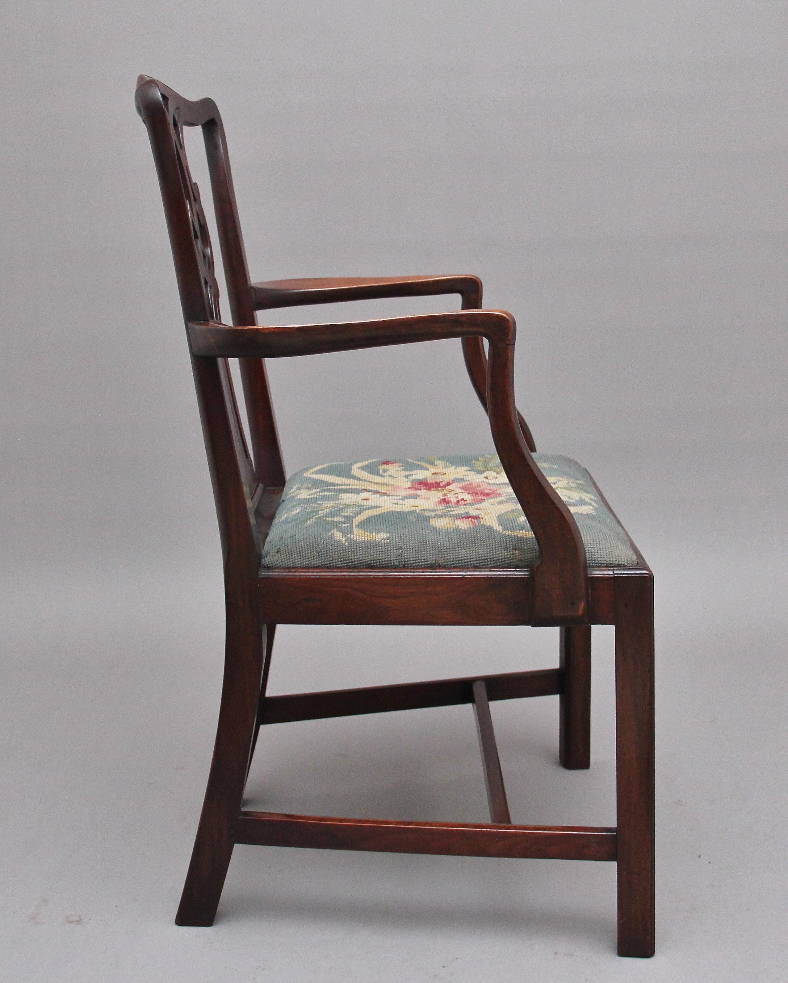 19th Century Mahogany Armchair in the Chippendale Style In Good Condition For Sale In Martlesham, GB